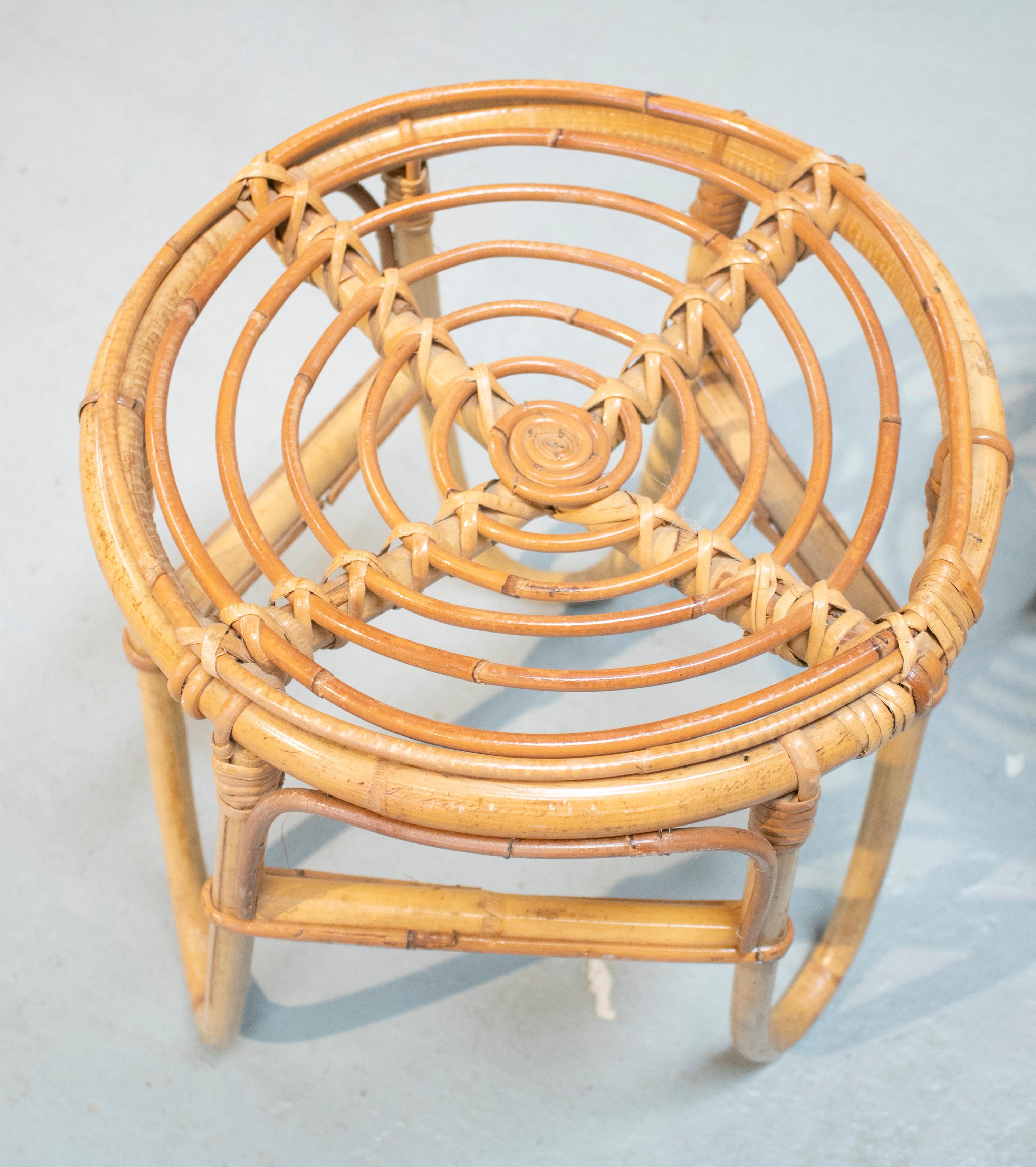 1980s Set of Four Spanish Bamboo Stools For Sale 5