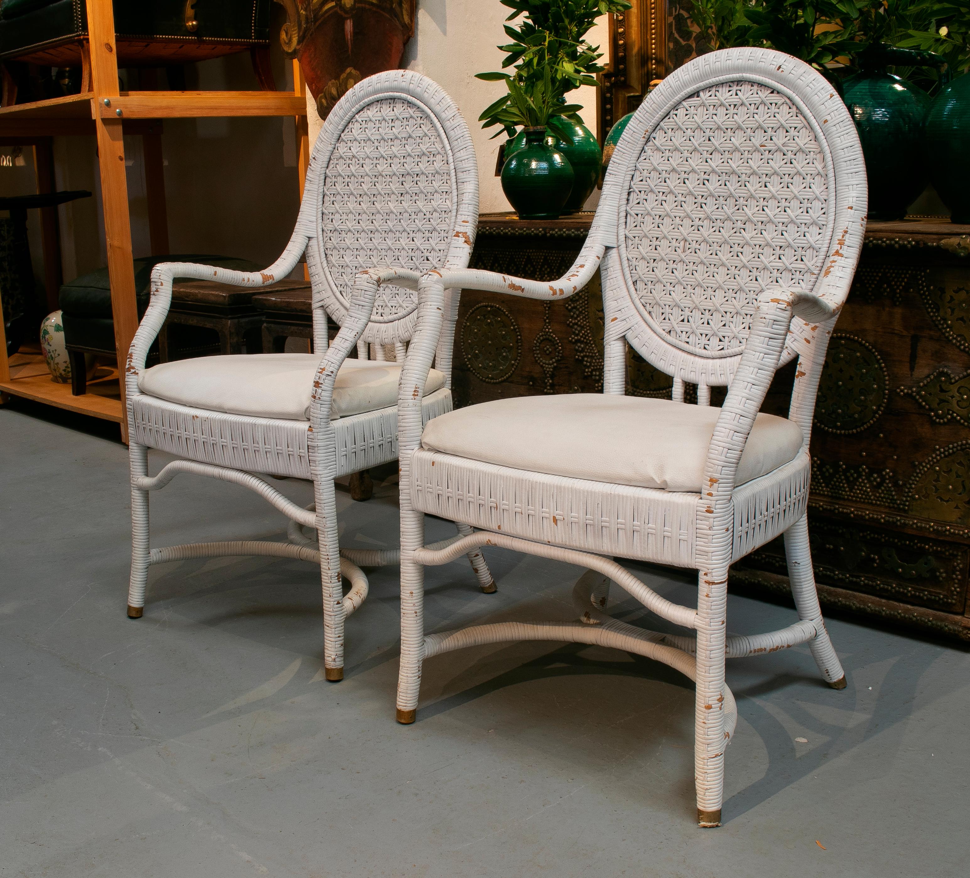 1980s Set of Four Spanish Handmade Wicker Armchairs In Good Condition In Marbella, ES