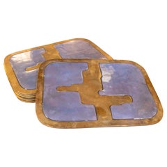 1980s Set of Seven Brass and Aluminum Trivets by David Marshall, Spain.