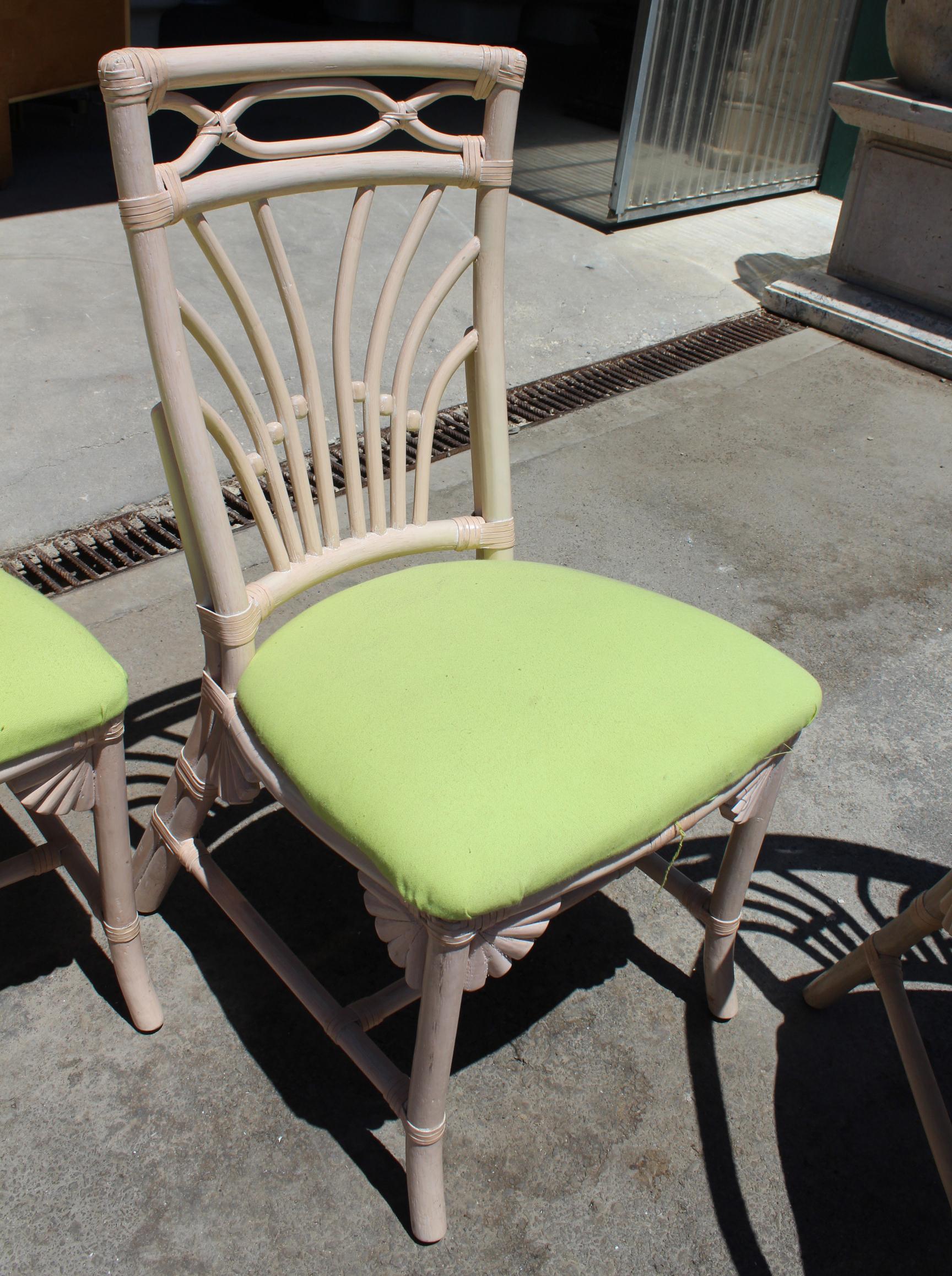 1980s Set of Six Bamboo Chairs with Leather Joints 6