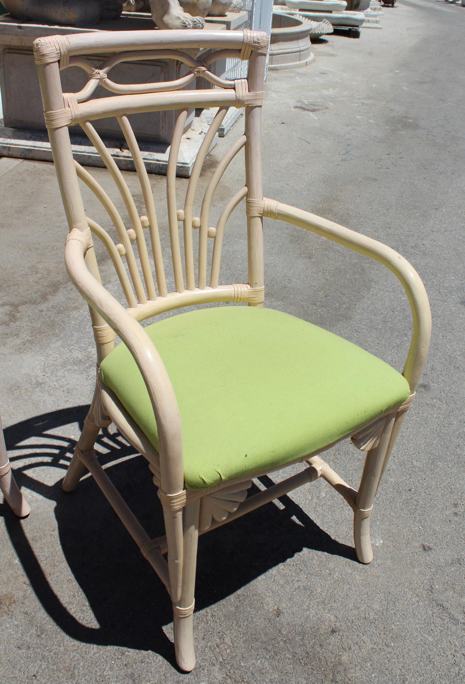 1980s Set of Six Bamboo Chairs with Leather Joints 7