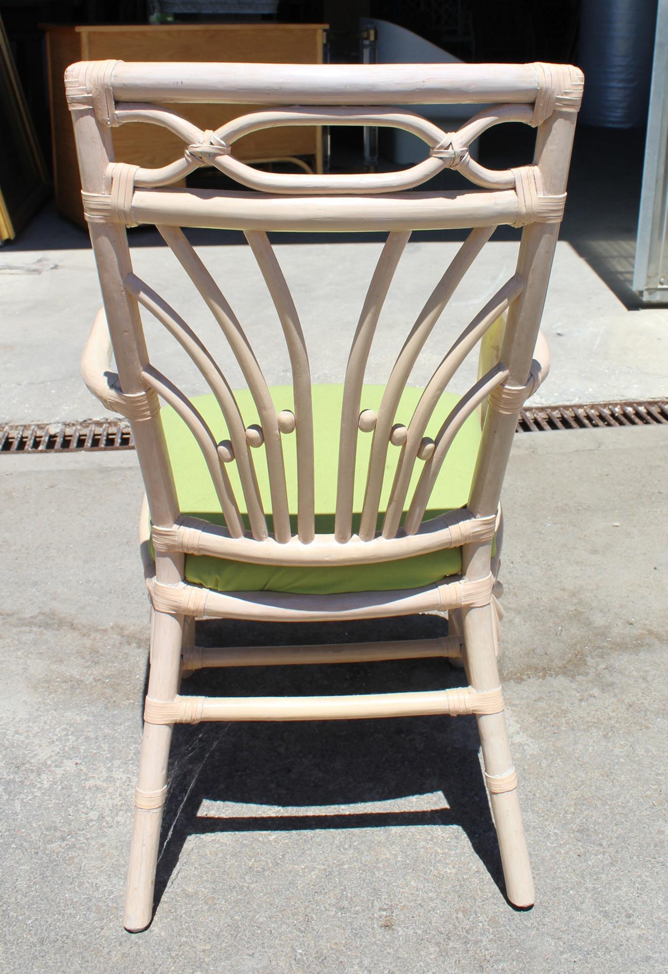 1980s Set of Six Bamboo Chairs with Leather Joints 8