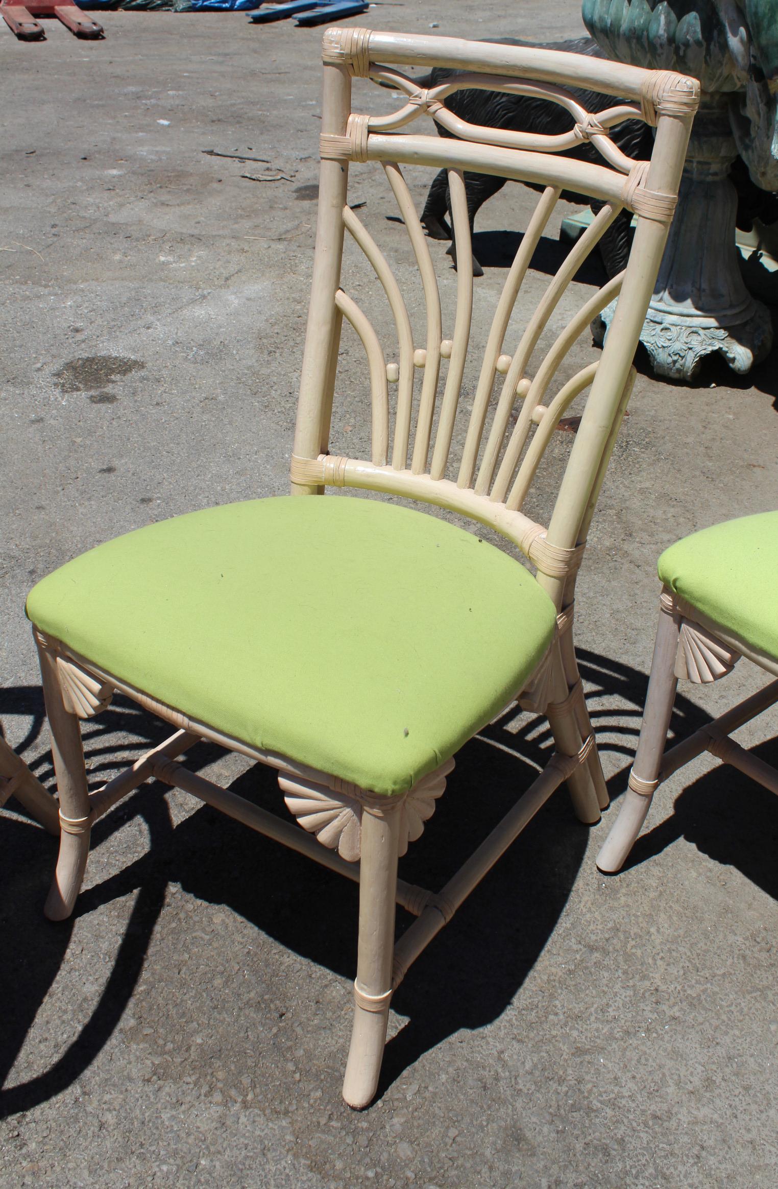 1980s Set of Six Bamboo Chairs with Leather Joints 3