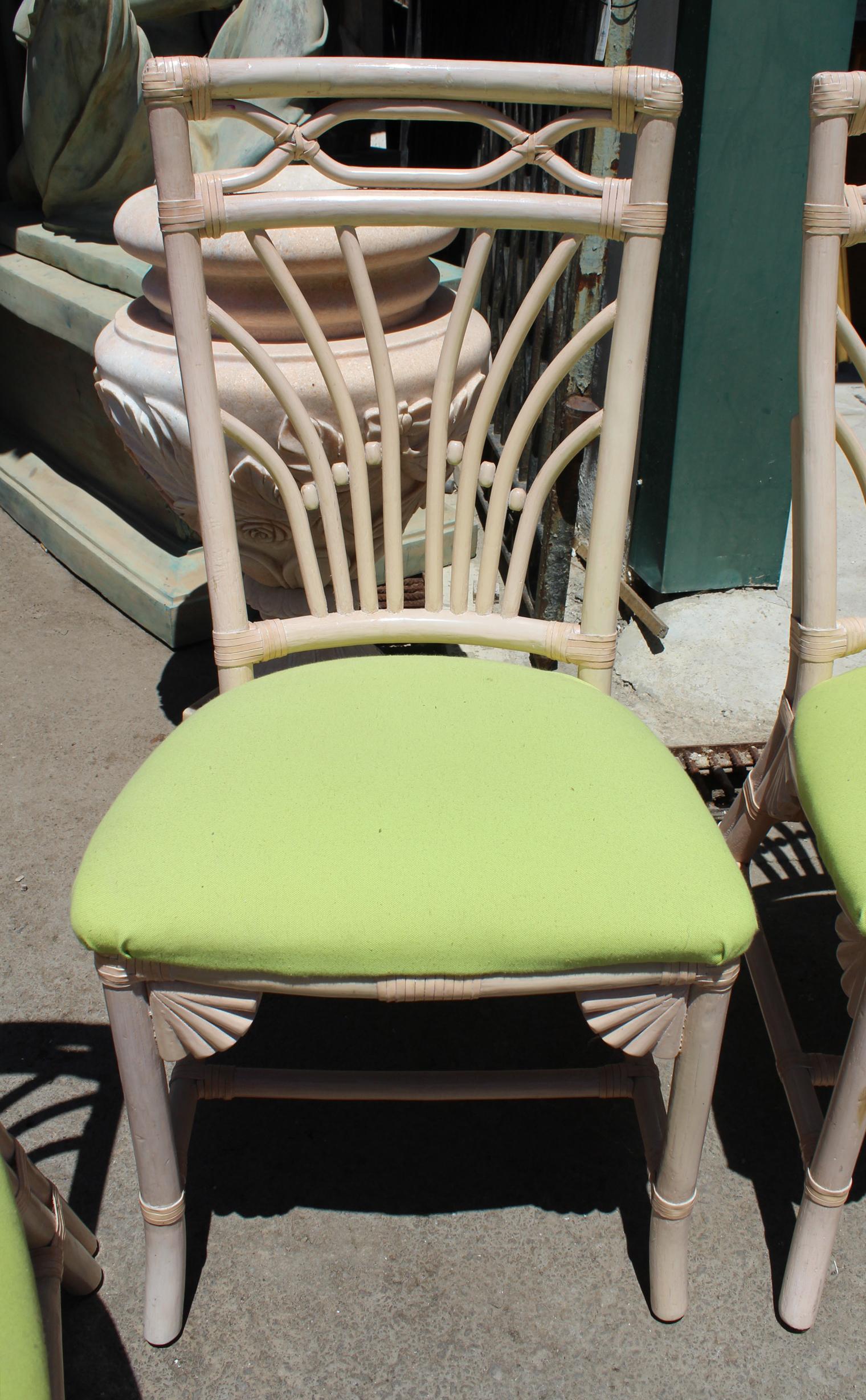 1980s Set of Six Bamboo Chairs with Leather Joints 4