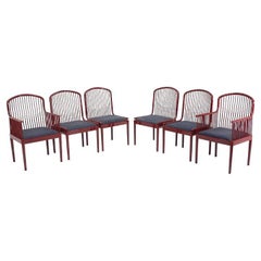 Vintage 1980s Set of Six Davis Allen Andover Chairs for Stendig in Red Lacquer