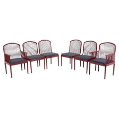 Ensemble de six chaises Davis Allen Andover pour Stendig en laque rouge des années 1980