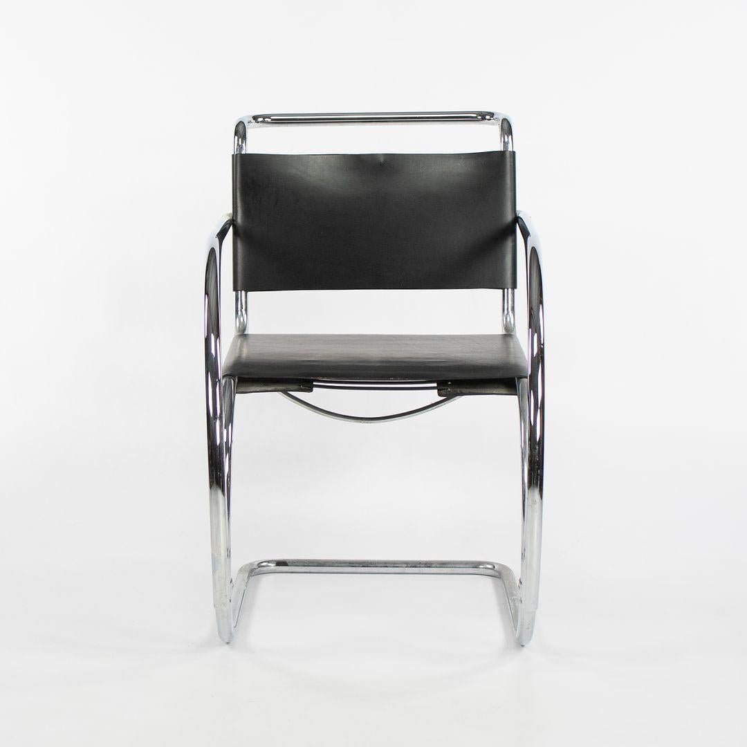 1980s Set of Six Mies van der Rohe MR10 and MR20 Steel and Leather Dining Chairs For Sale 4