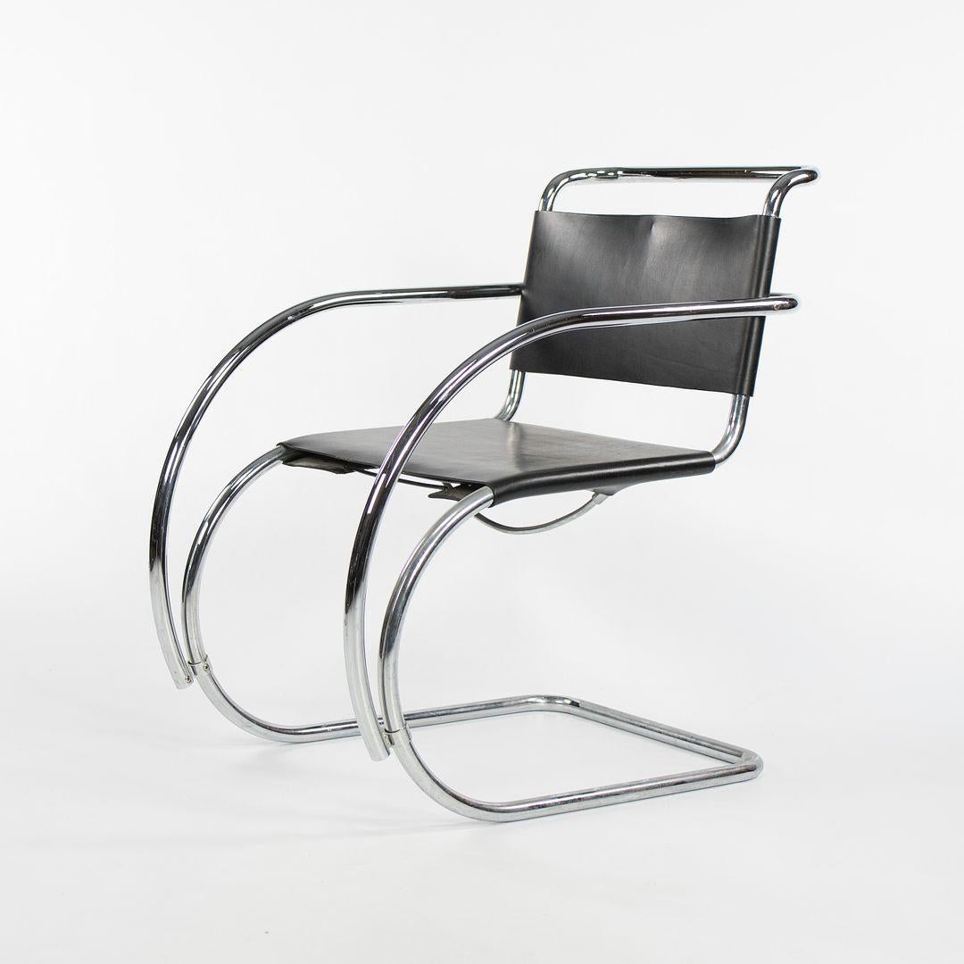 1980s Set of Six Mies van der Rohe MR10 and MR20 Steel and Leather Dining Chairs For Sale 5