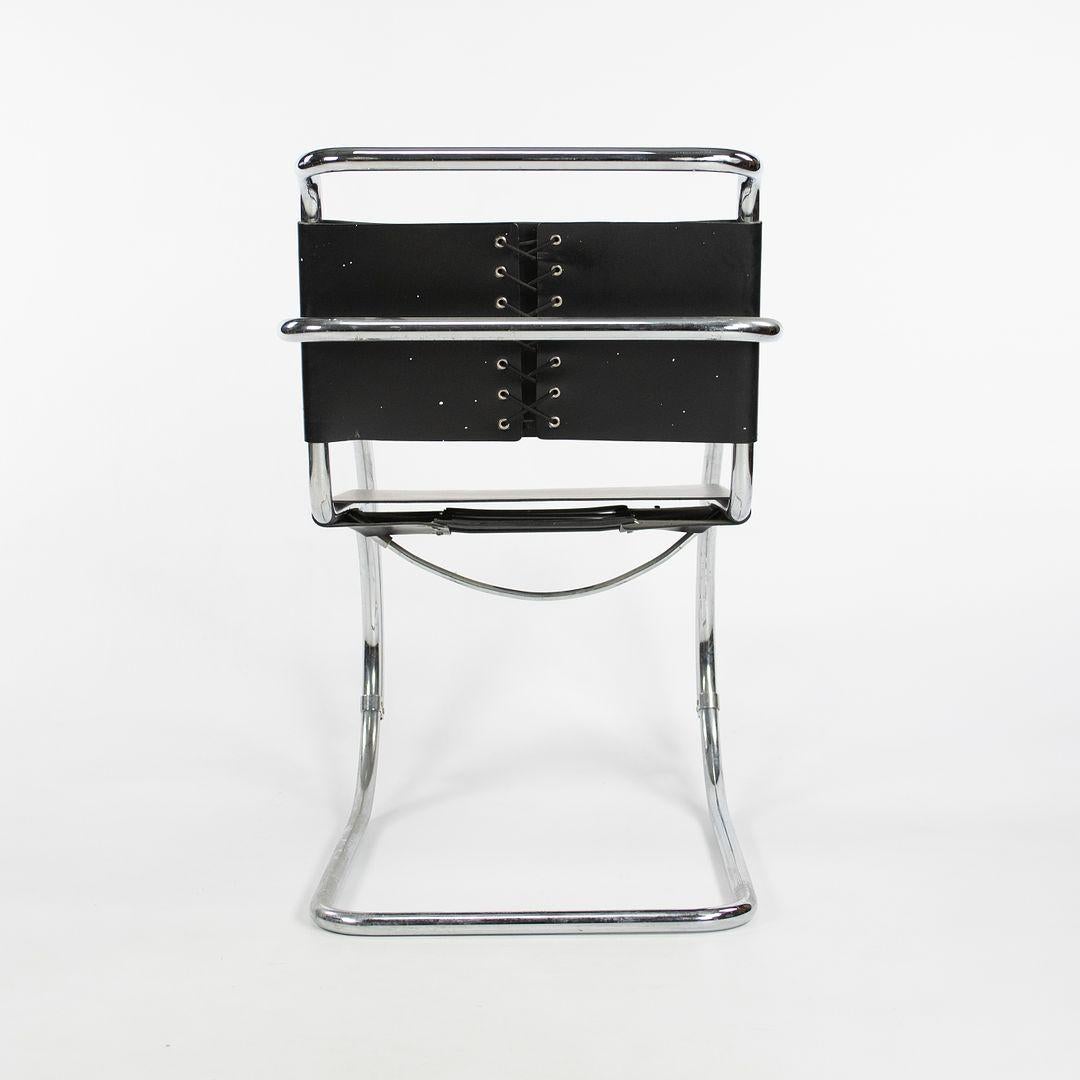Modern 1980s Set of Six Mies van der Rohe MR10 and MR20 Steel and Leather Dining Chairs For Sale