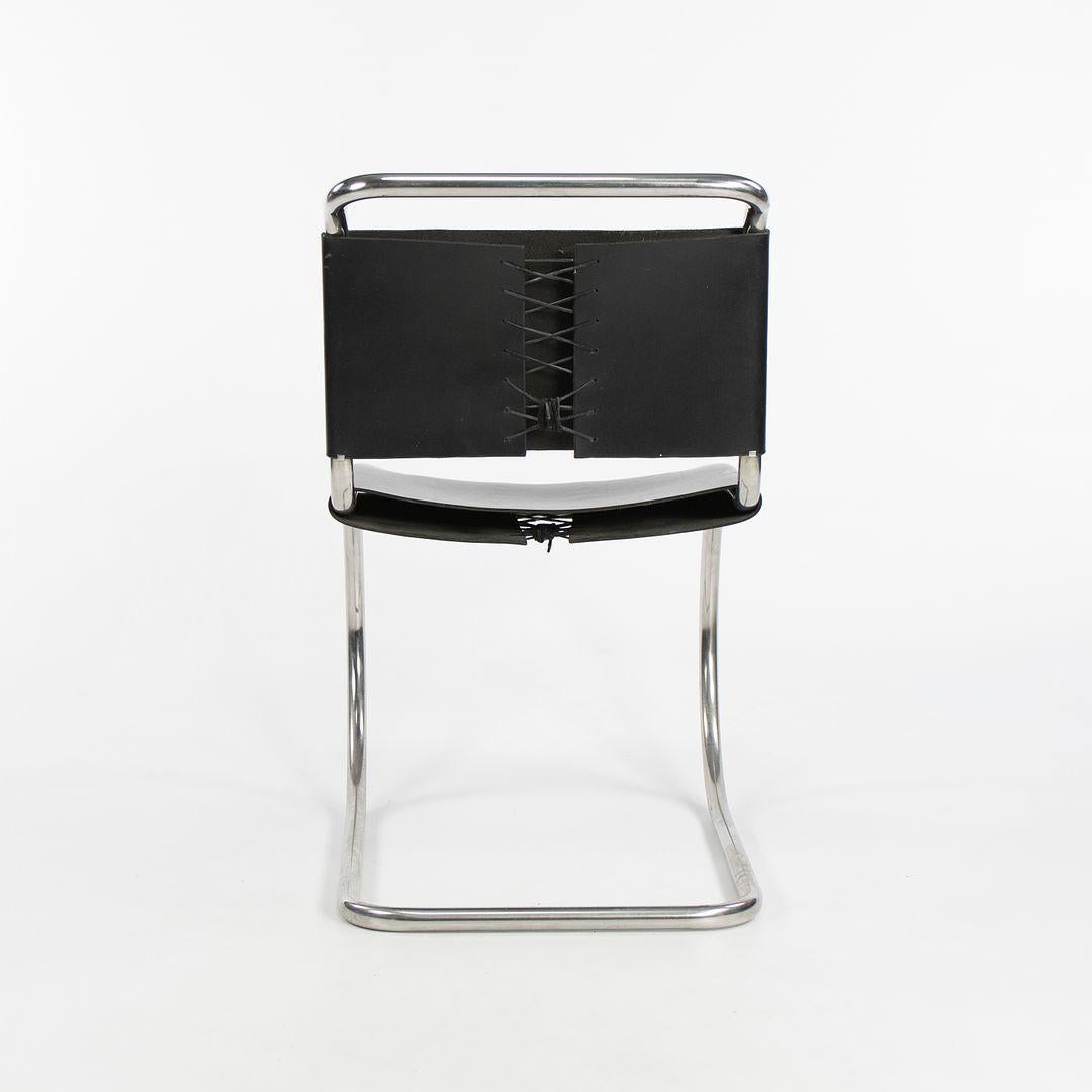American 1980s Set of Six Mies van der Rohe MR10 and MR20 Steel and Leather Dining Chairs For Sale