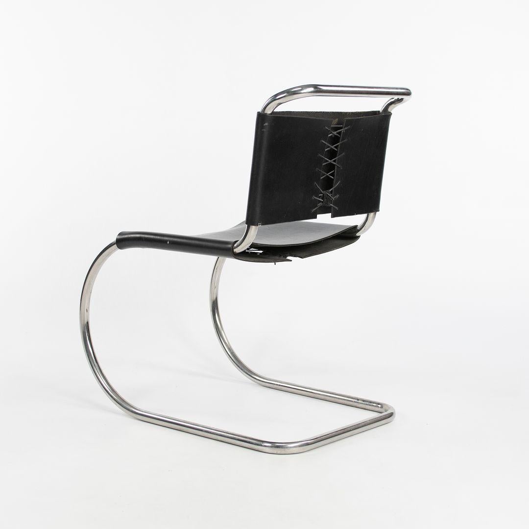 Late 20th Century 1980s Set of Six Mies van der Rohe MR10 and MR20 Steel and Leather Dining Chairs For Sale