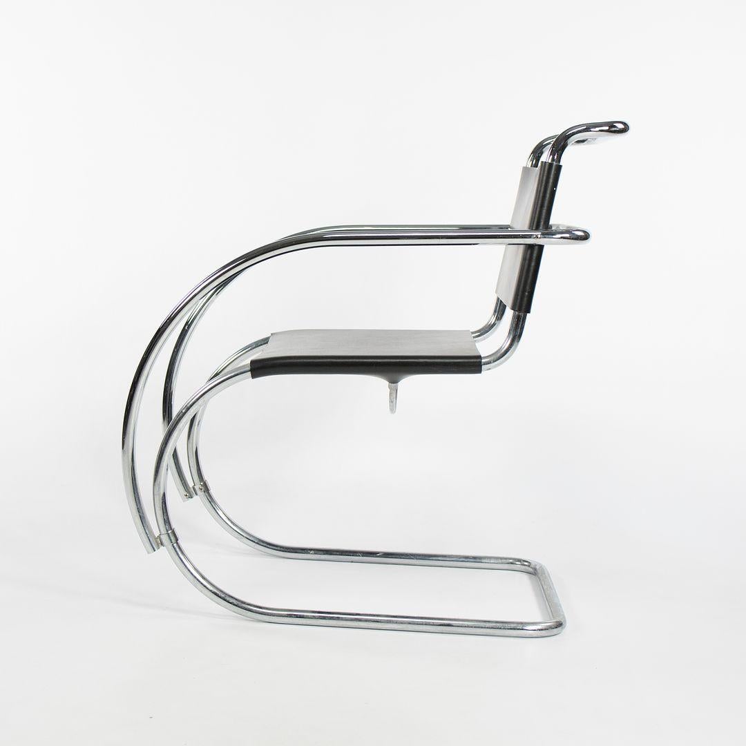 1980s Set of Six Mies van der Rohe MR10 and MR20 Steel and Leather Dining Chairs For Sale 2