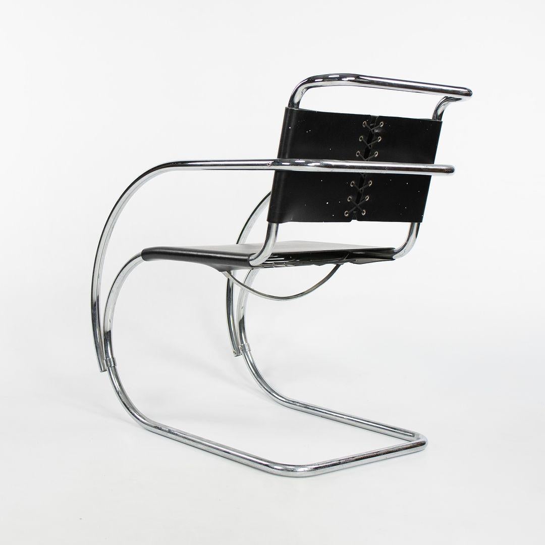 1980s Set of Six Mies van der Rohe MR10 and MR20 Steel and Leather Dining Chairs For Sale 3