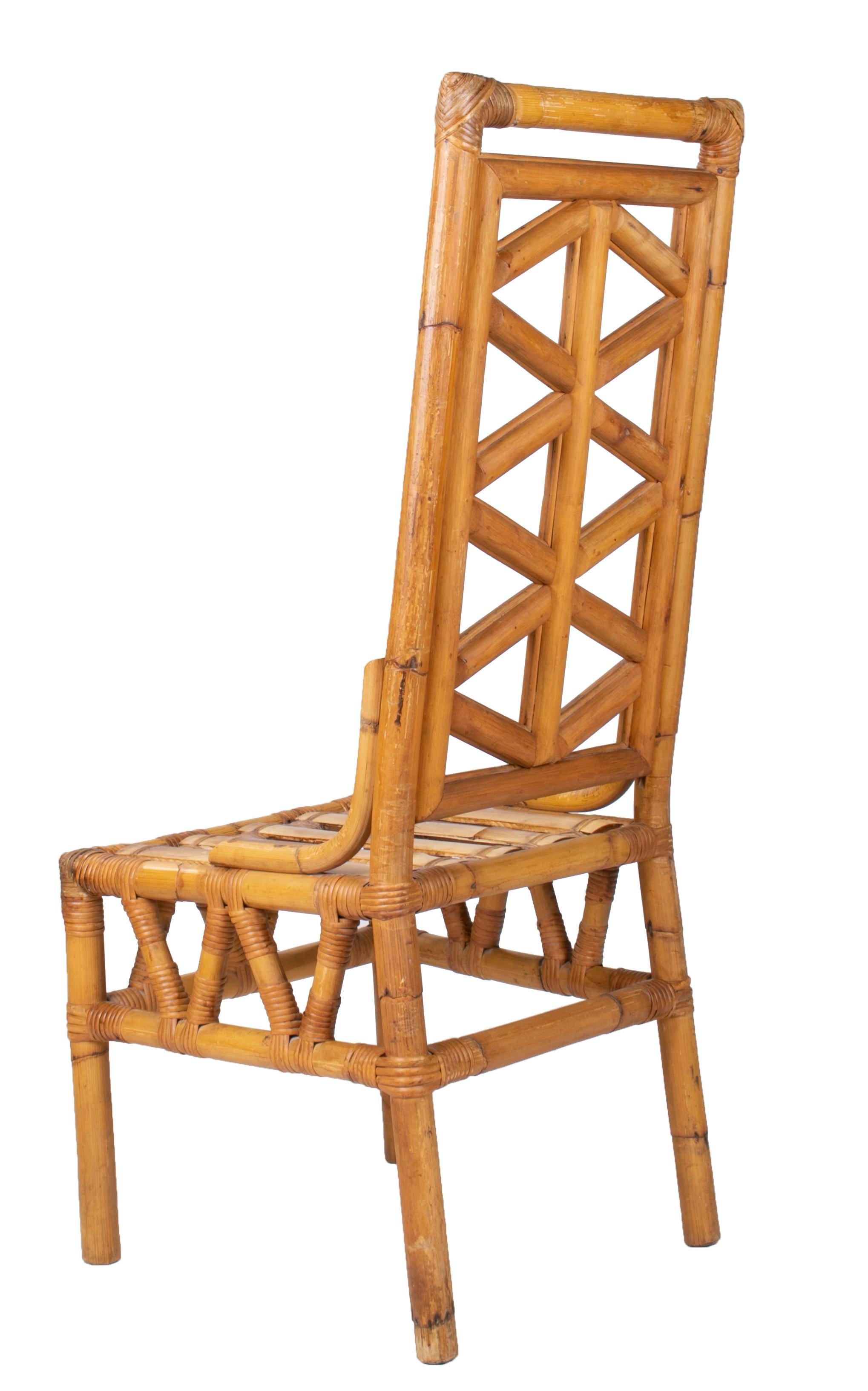 1980s Set of Six Spanish Bamboo Chairs In Good Condition In Marbella, ES