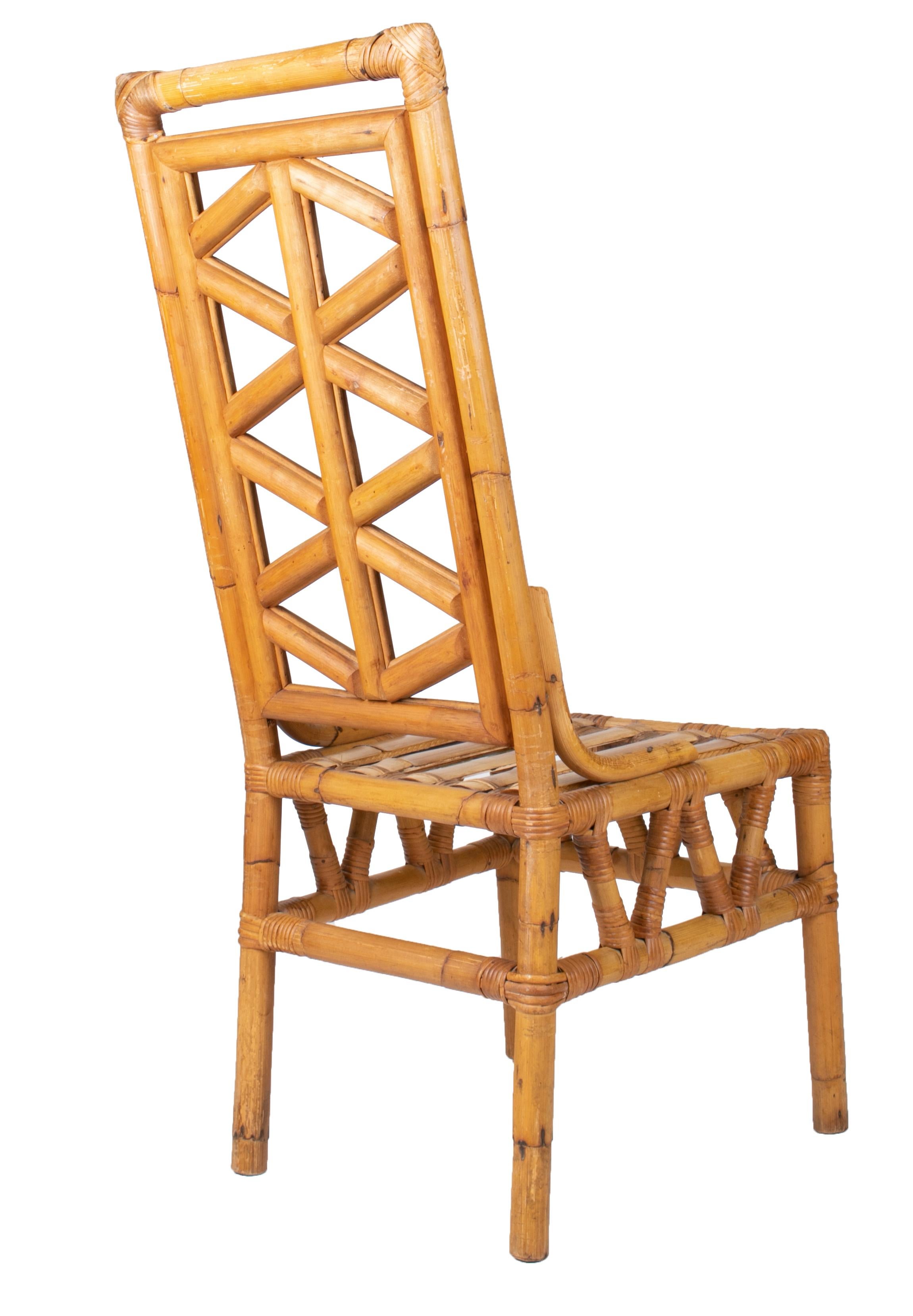 20th Century 1980s Set of Six Spanish Bamboo Chairs