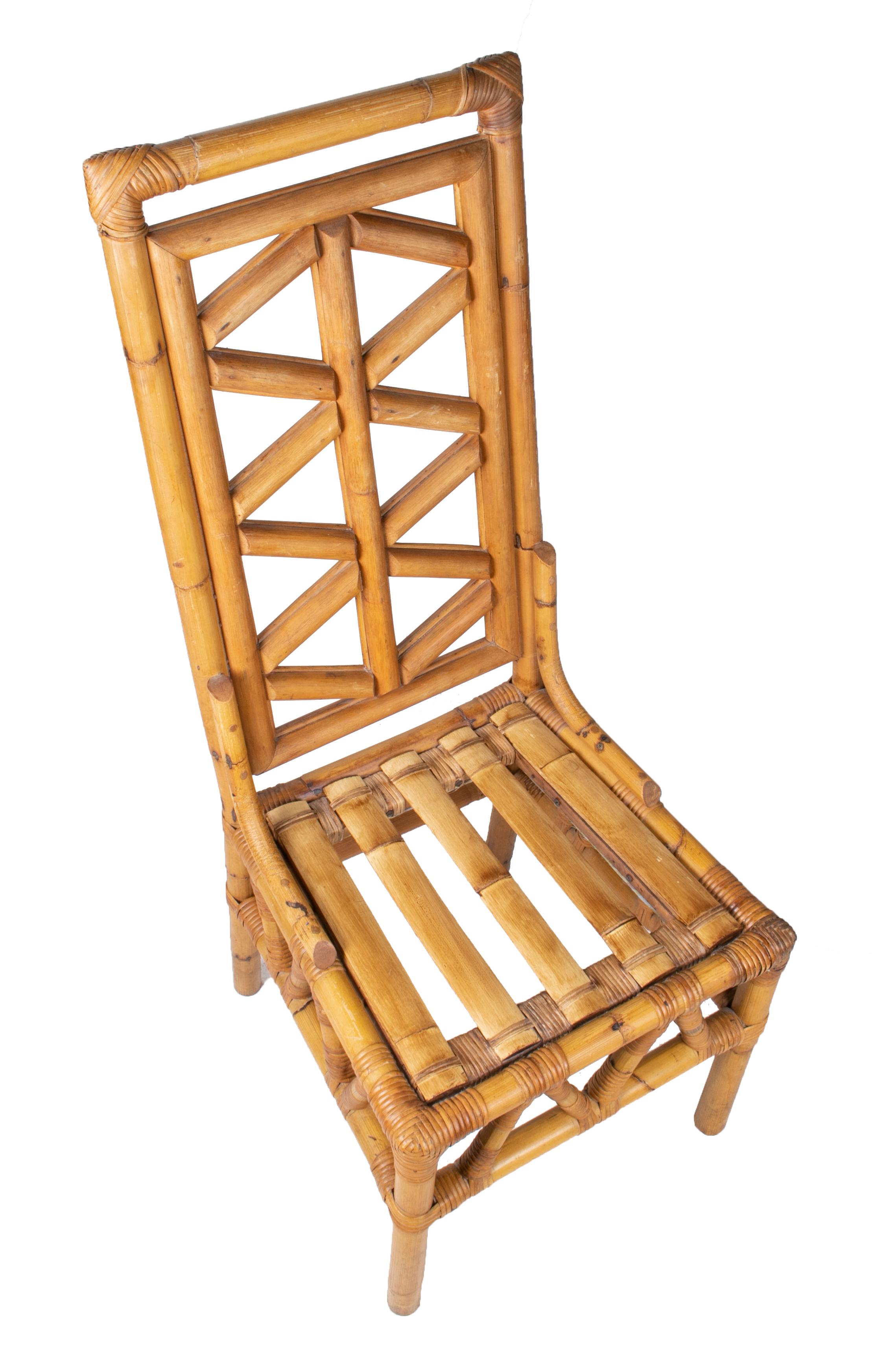 1980s Set of Six Spanish Bamboo Chairs 1