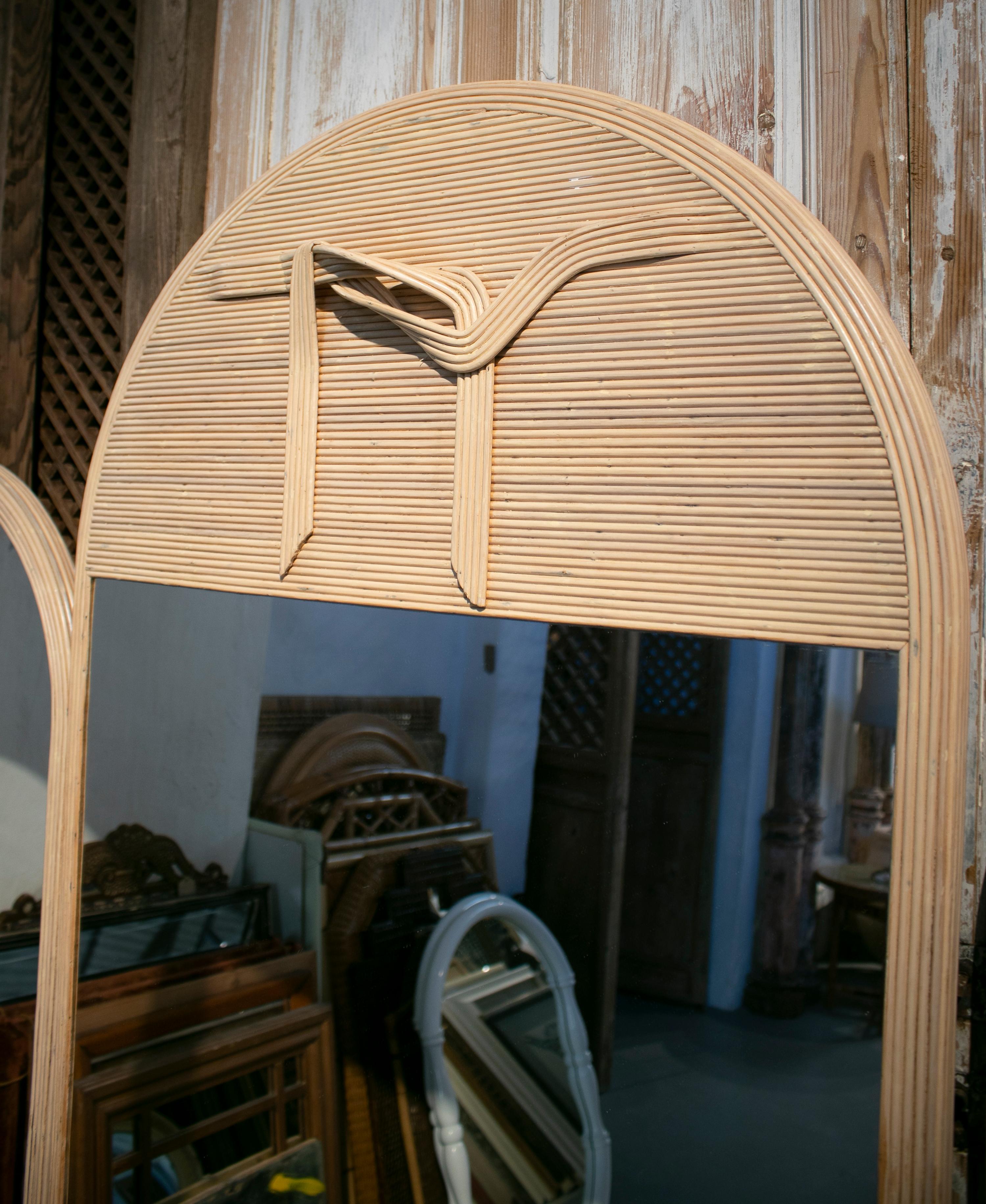 1980s Set of Three Designer Bamboo Mirrors In Good Condition In Marbella, ES