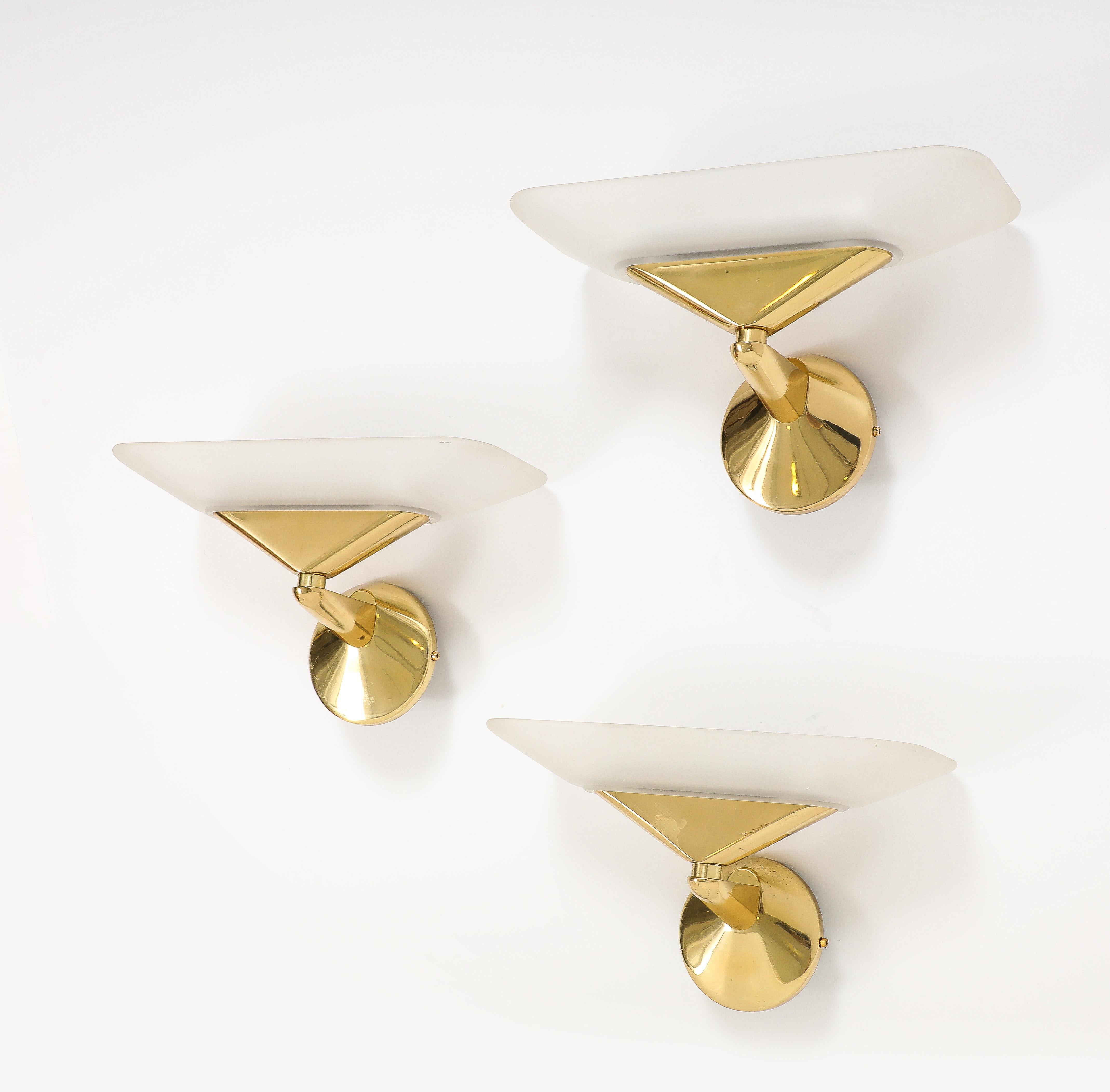 Mid-Century Modern 1980's Set of Three High Style  Italian Wall Lights For Sale