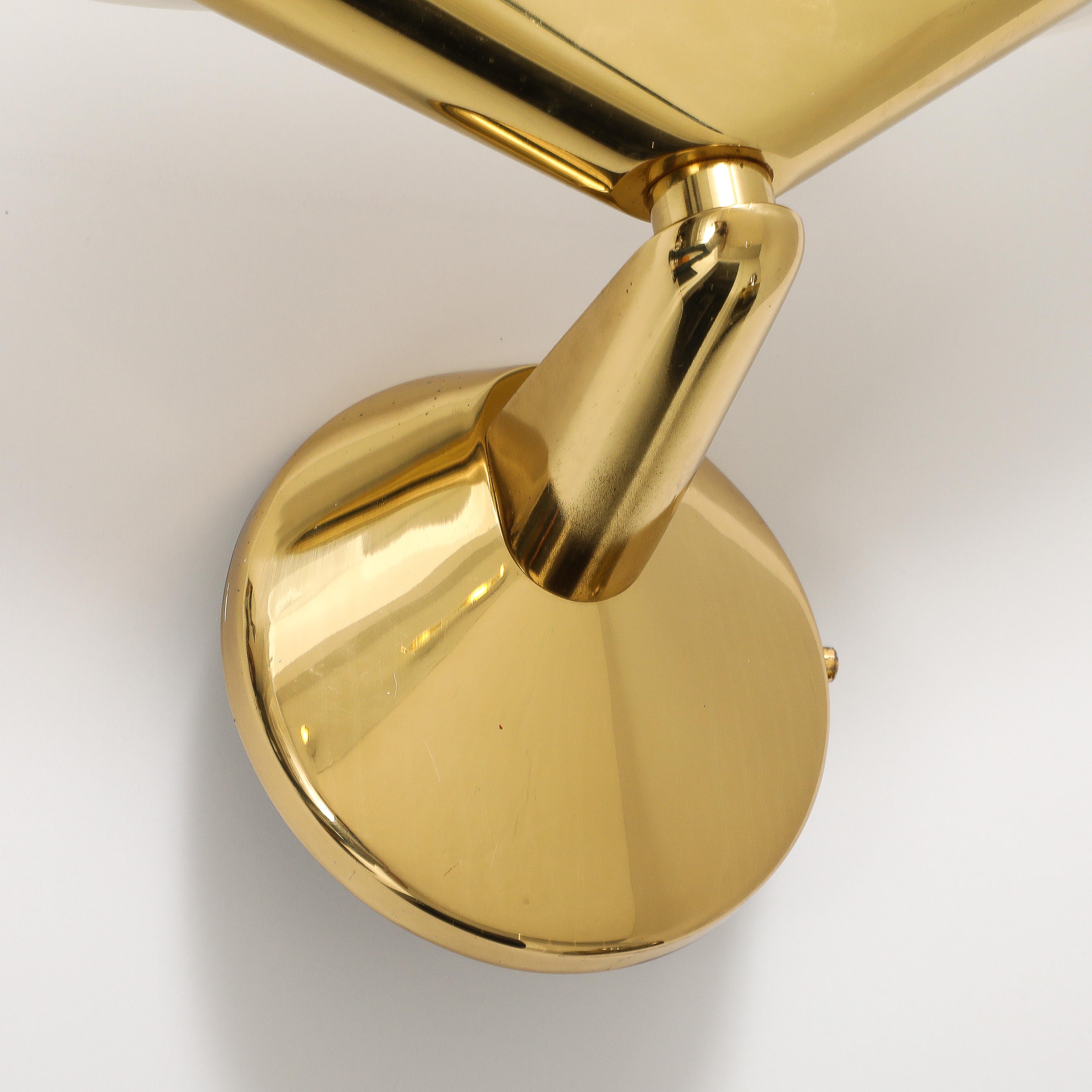 Brass 1980's Set of Three High Style  Italian Wall Lights For Sale
