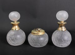 1980s Set of Three Opaque Glass Jars with Metal Lid