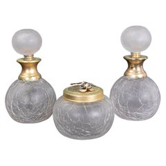 1980s Set of Three Opaque Glass Jars with Metal Lid