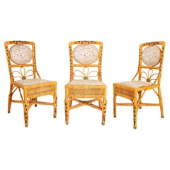 1980s Set of Three Wicker Chairs