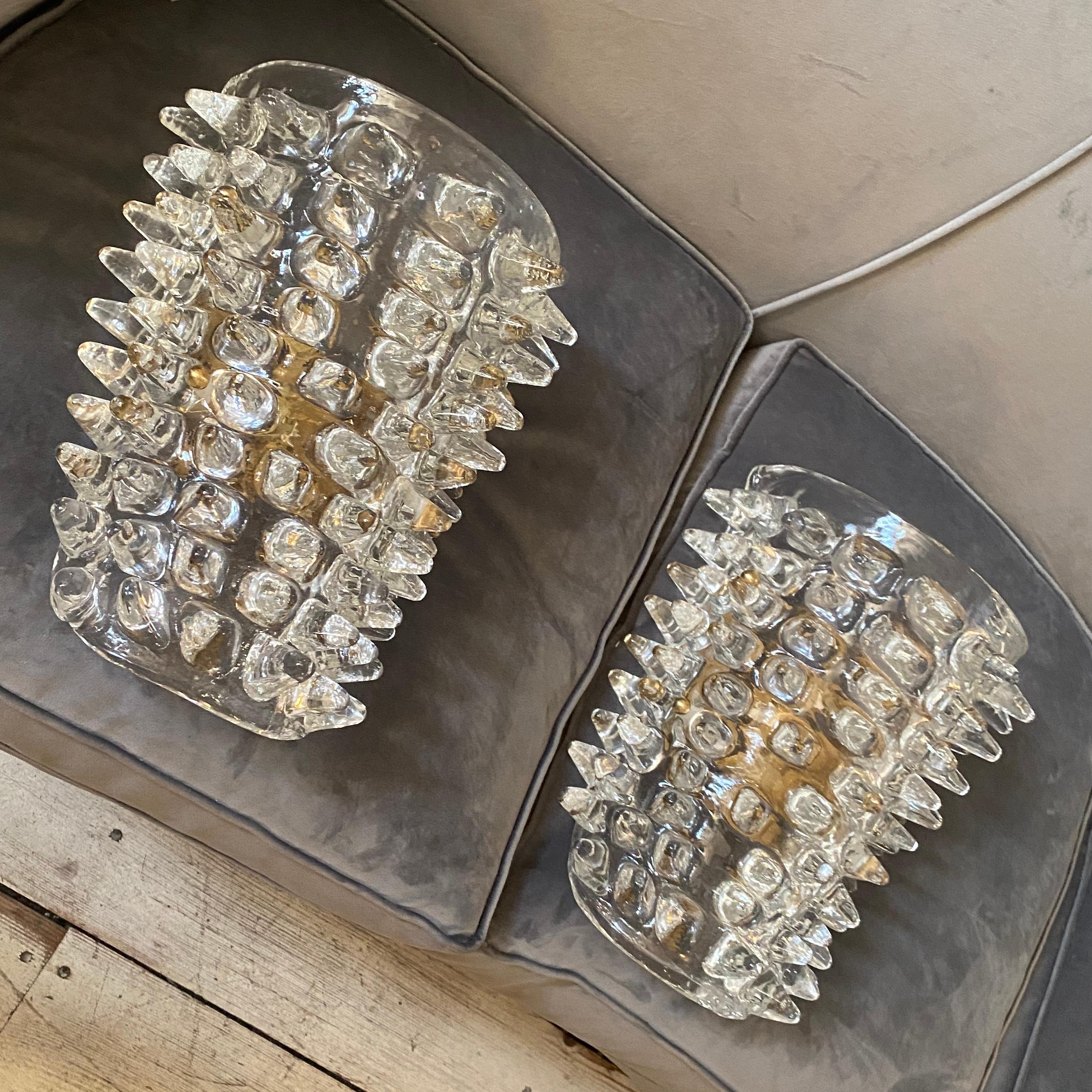 1980s Set of Two Barovier Style Rostrato Murano Glass Huge Wall Sconces 7