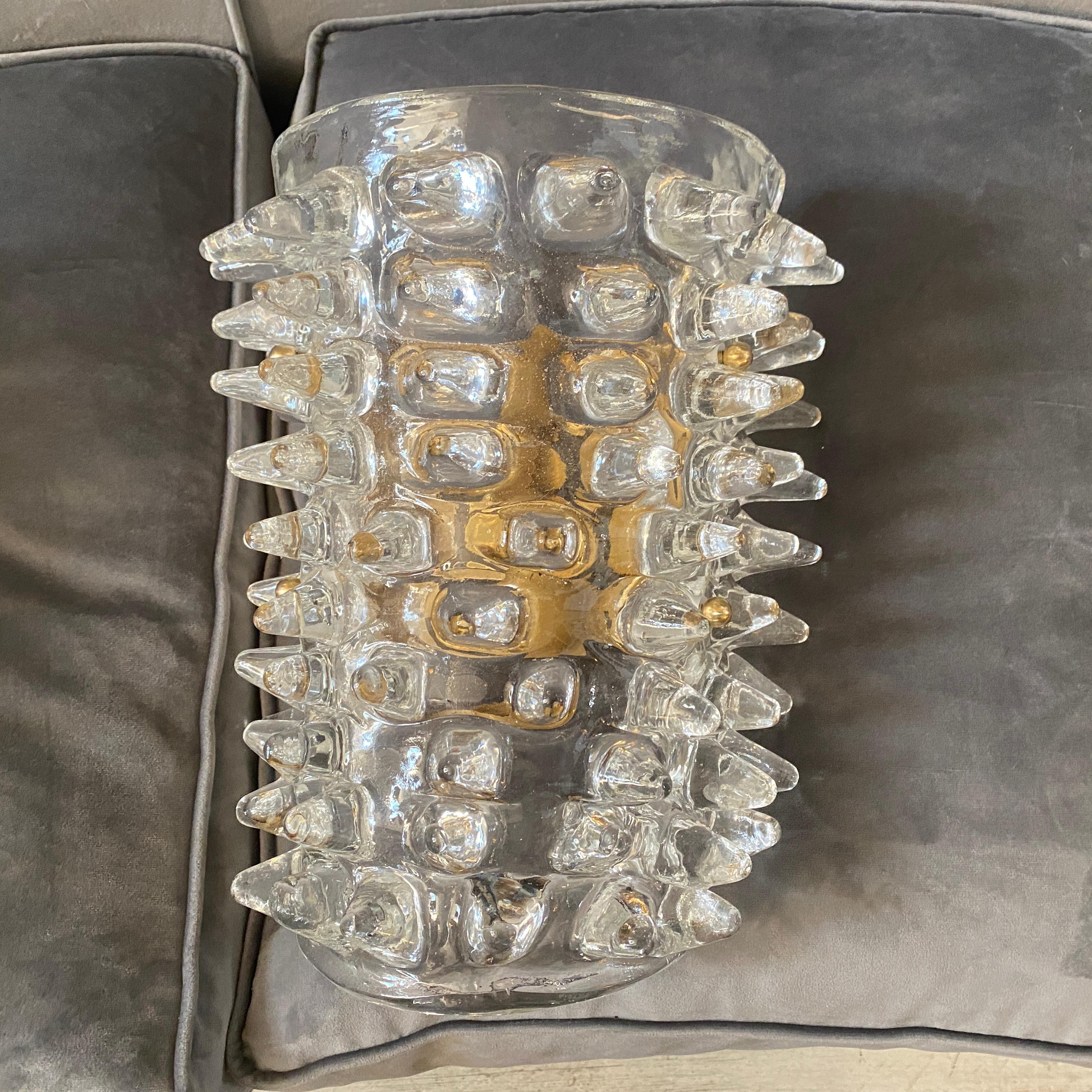 1980s Set of Two Barovier Style Rostrato Murano Glass Huge Wall Sconces 3