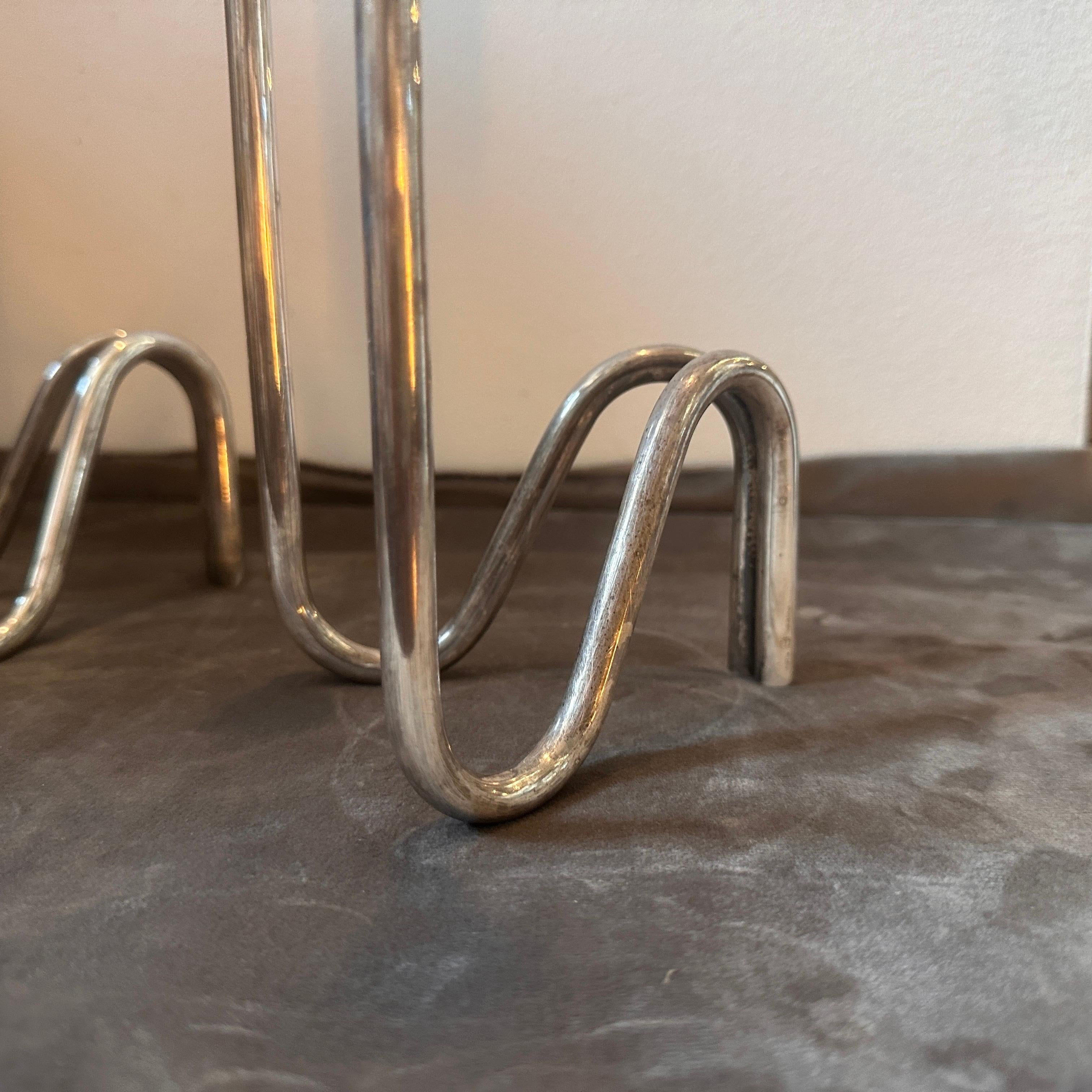 1980s Set of Two Iconic Lino Sabattini Minimalist Silver Plated Candelabras For Sale 5