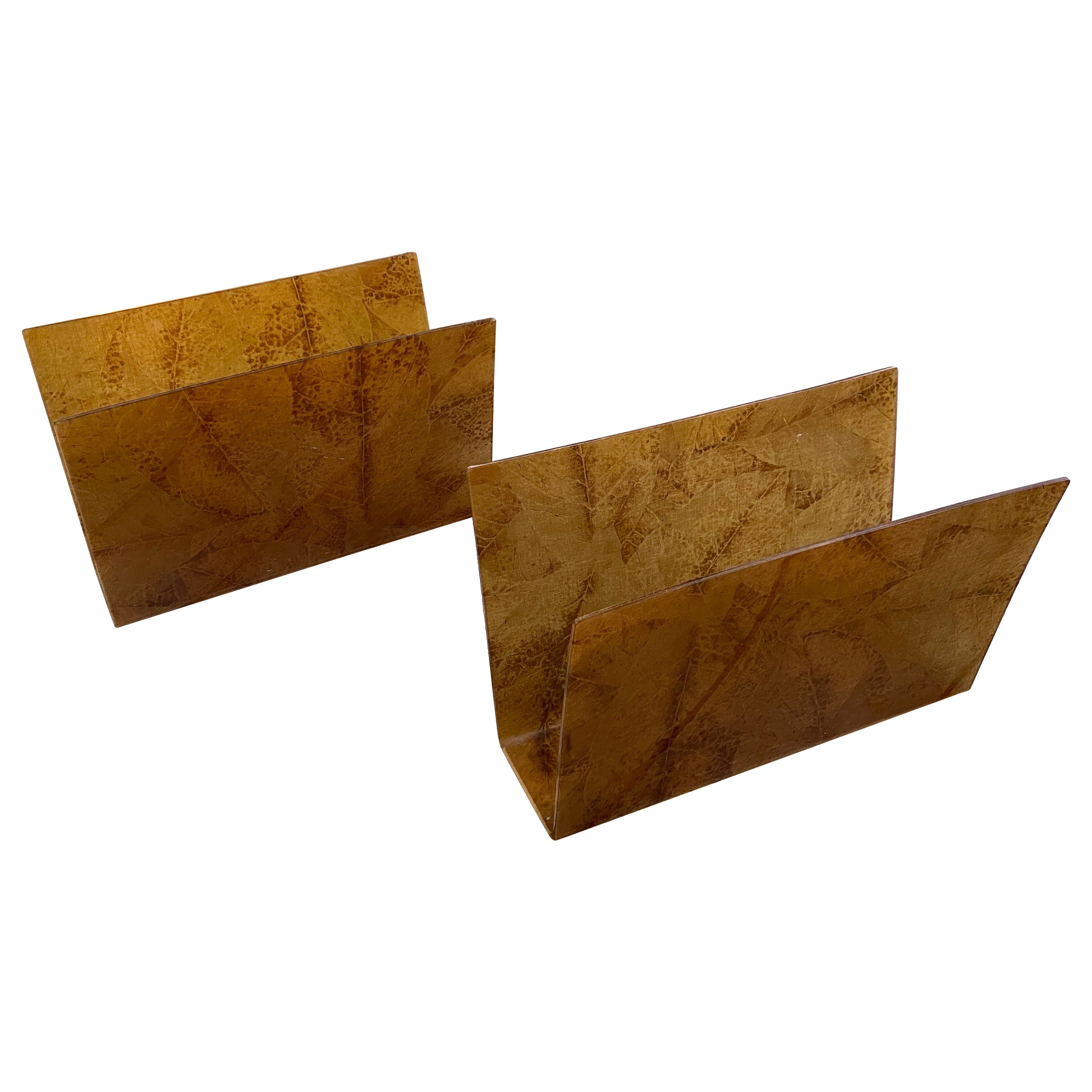 1980s Set of Two Modernist Brown Lucite Italian Magazine Stands For Sale