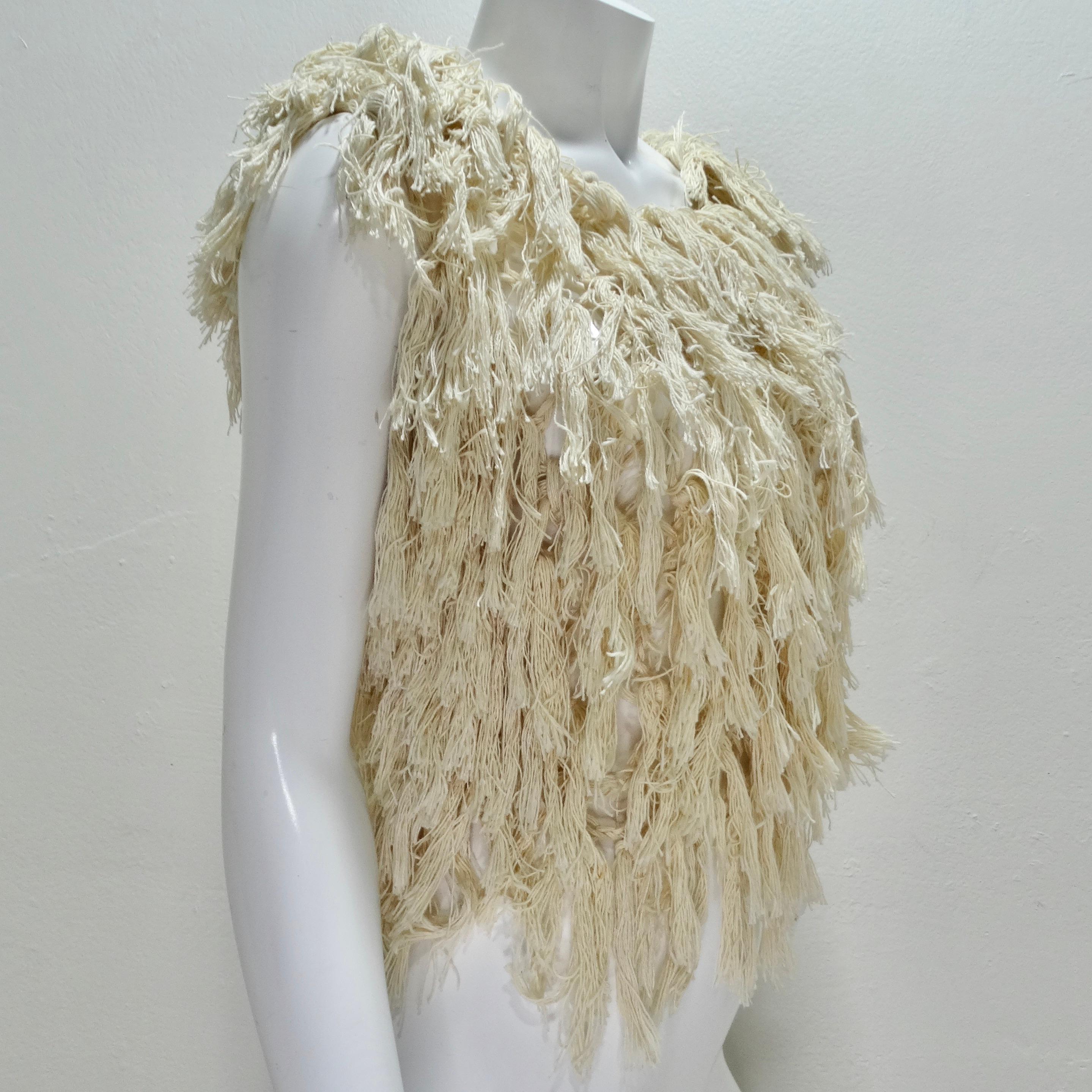 Women's or Men's 1980s Shaggy Fringe Knit Top For Sale