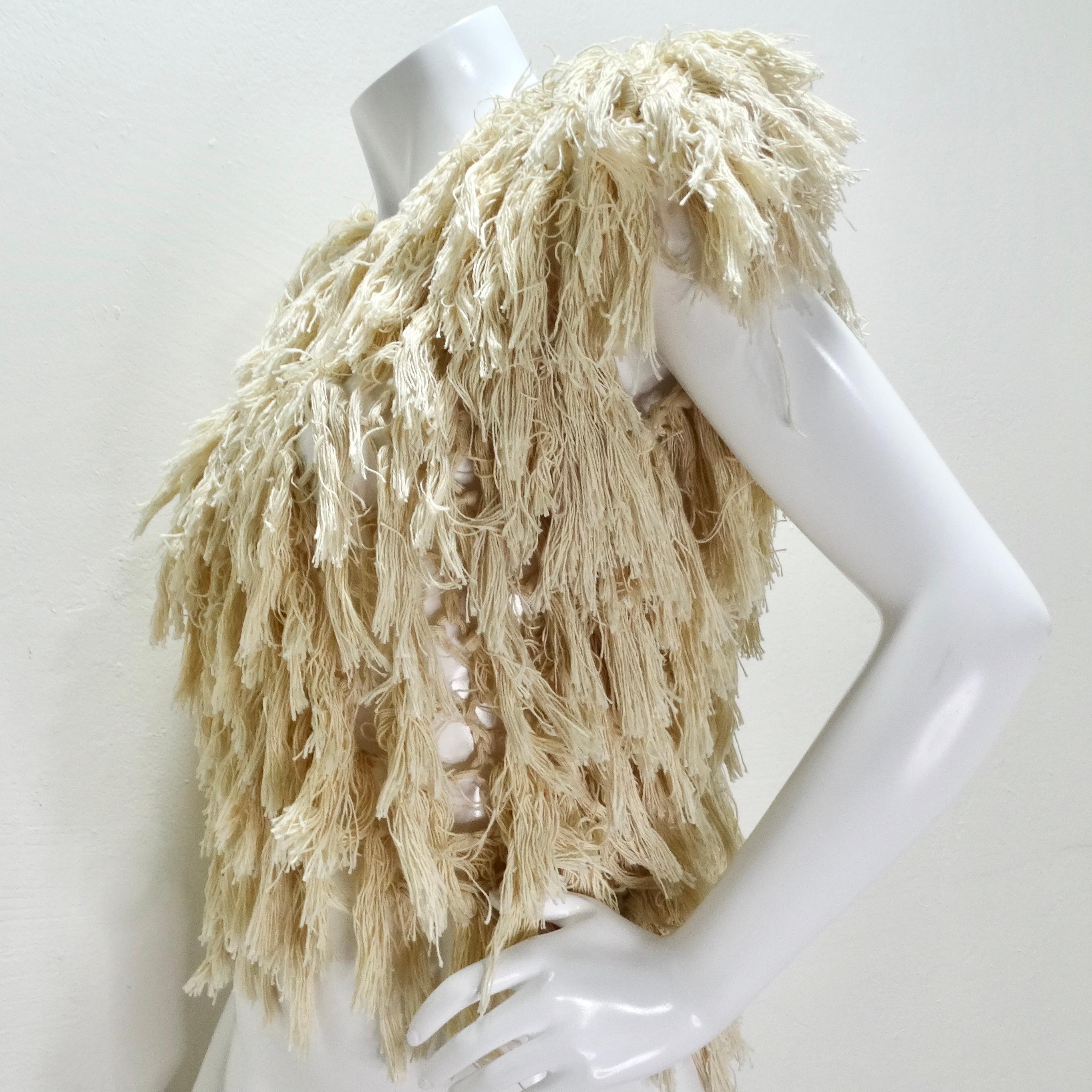 1980s Shaggy Fringe Knit Top For Sale 2