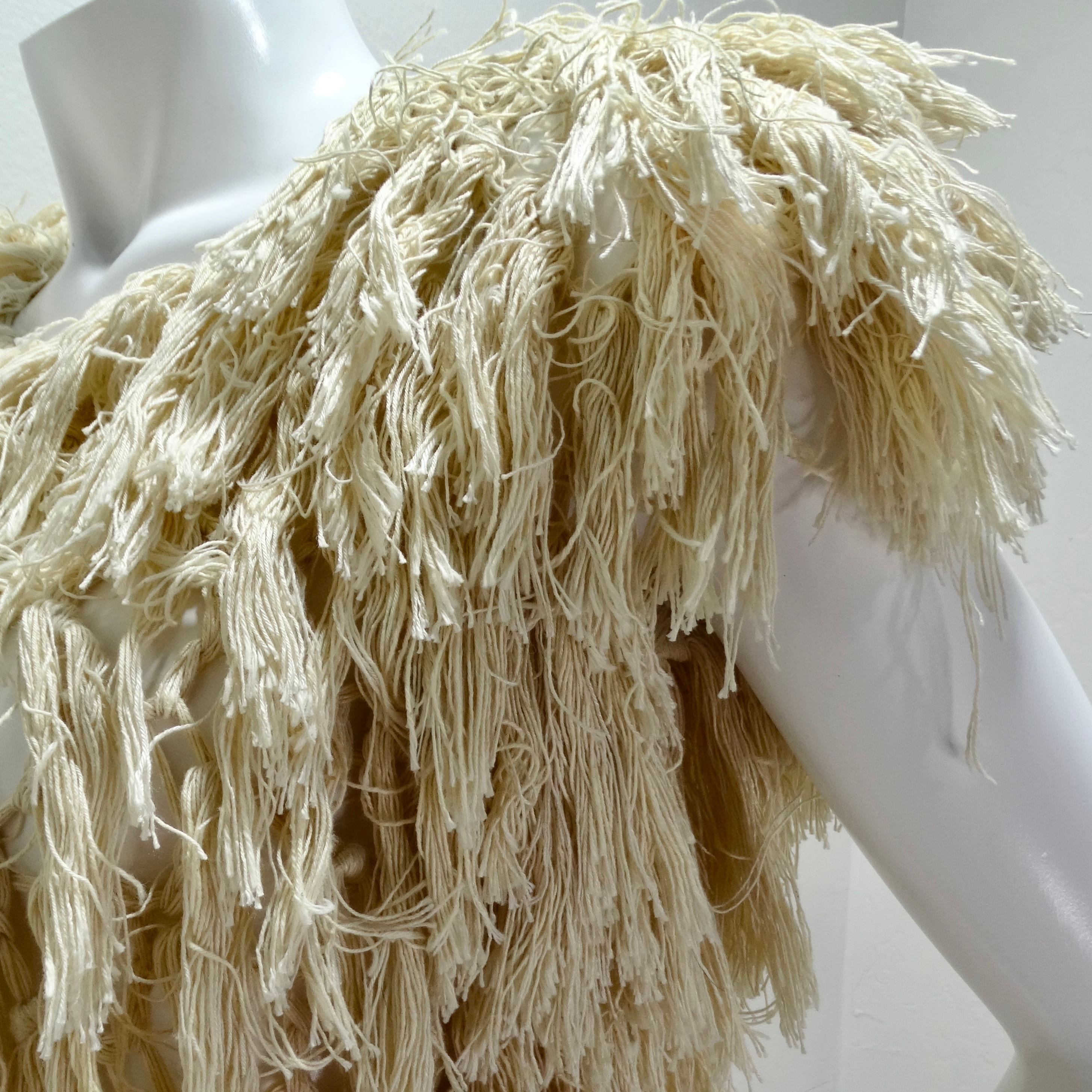 1980s Shaggy Fringe Knit Top For Sale 3