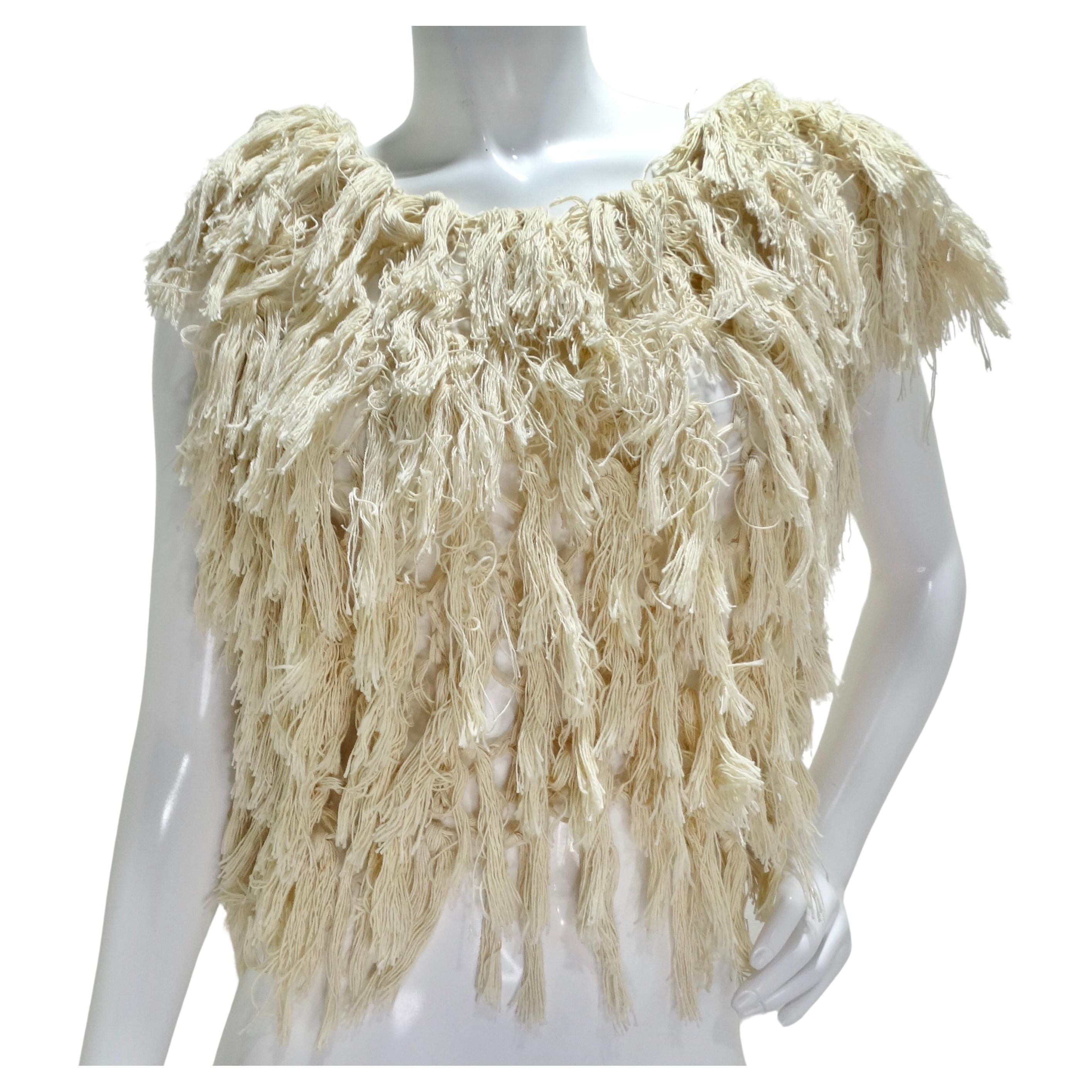1980s Shaggy Fringe Knit Top For Sale