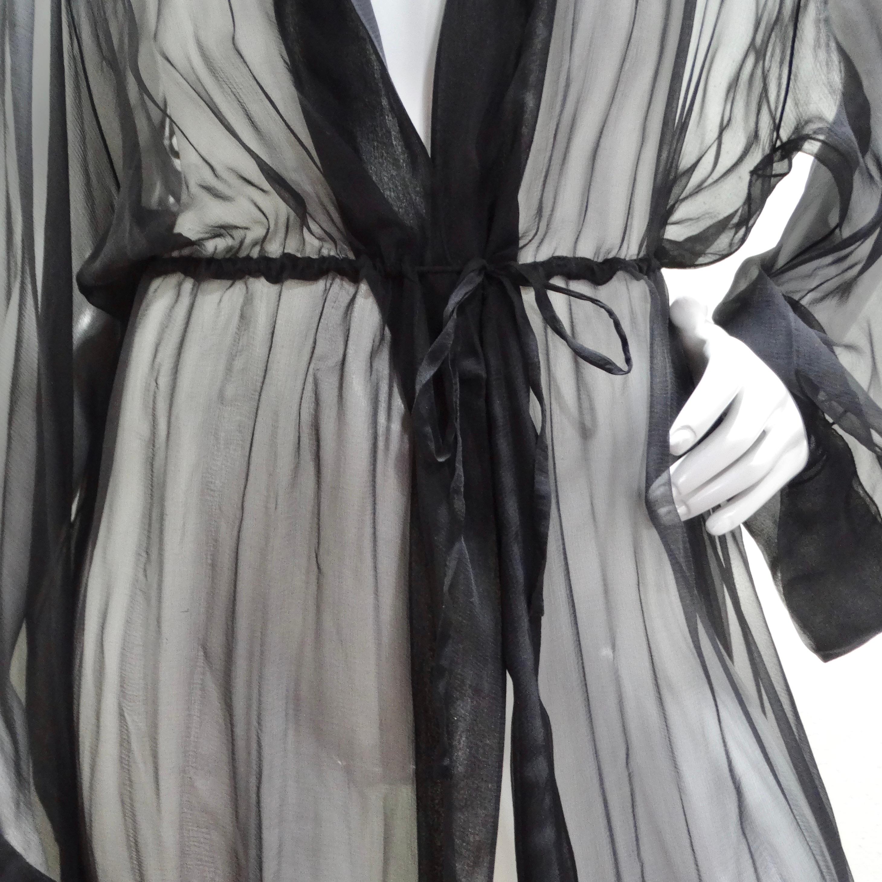 1980s Sheer Silk Hooded Robe In Excellent Condition For Sale In Scottsdale, AZ