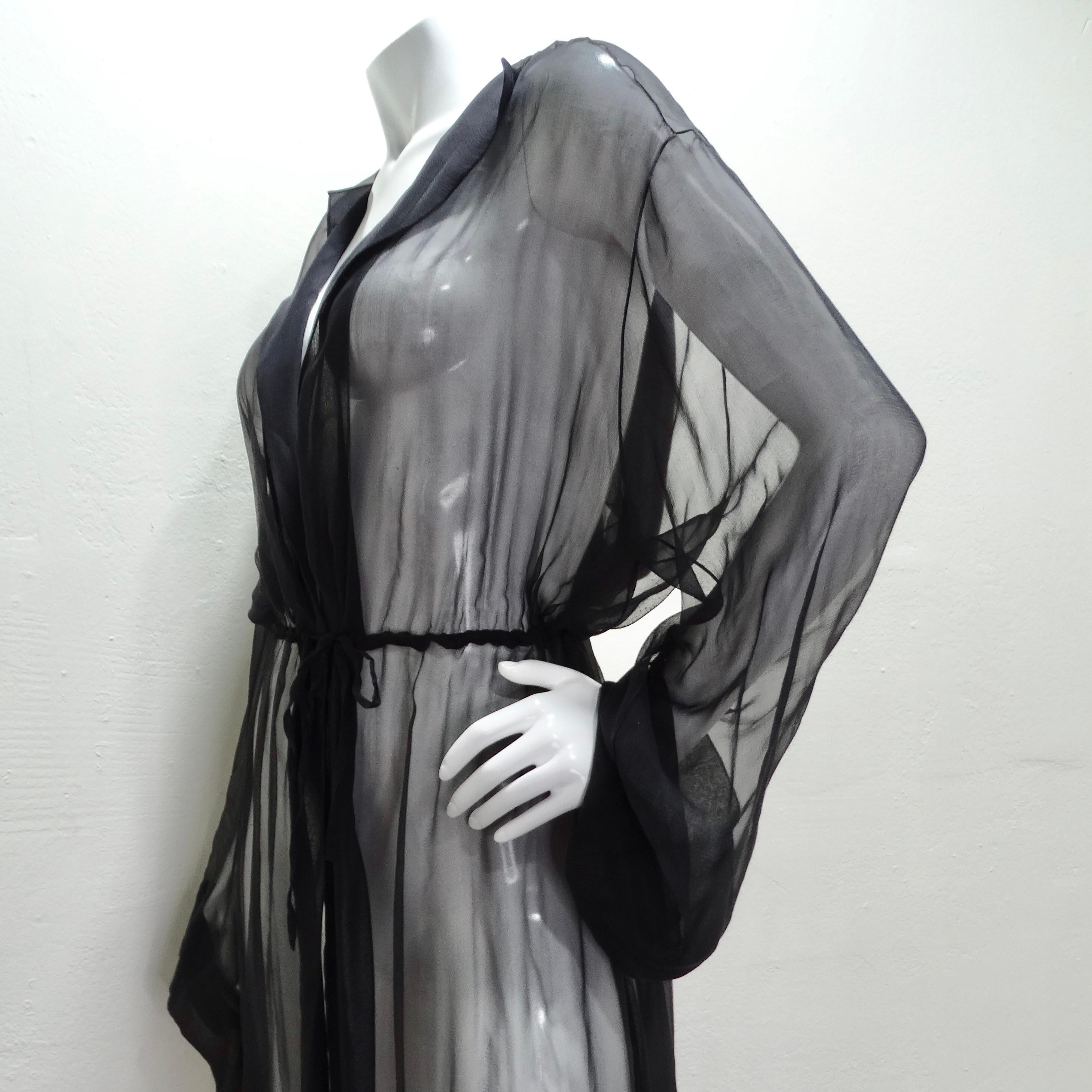 1980s Sheer Silk Hooded Robe For Sale 3