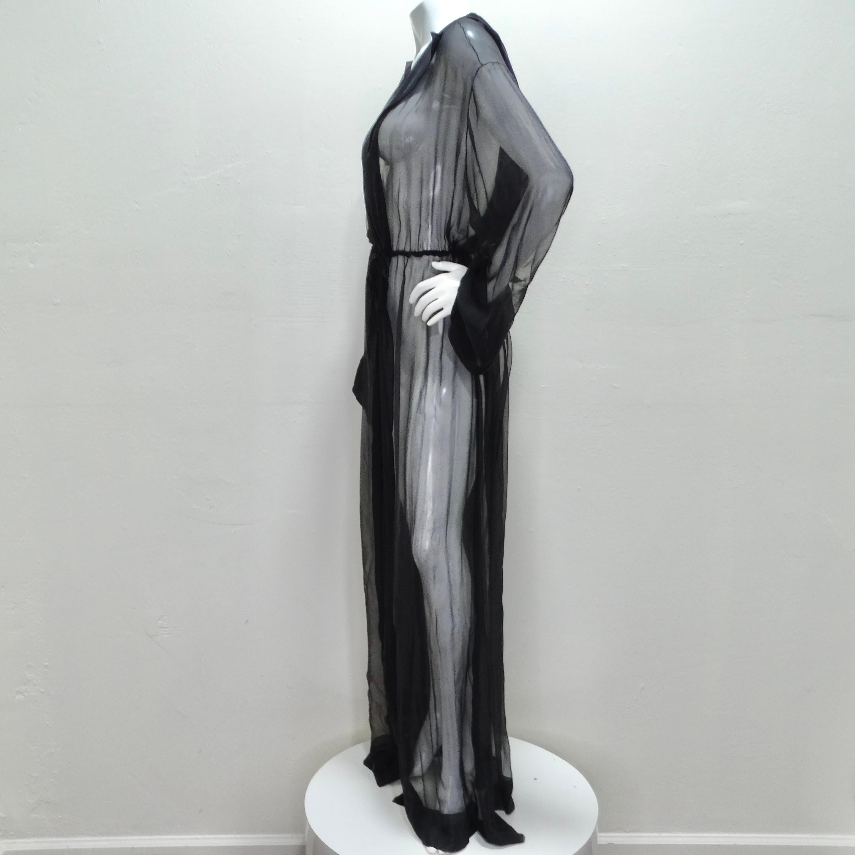1980s Sheer Silk Hooded Robe For Sale 3