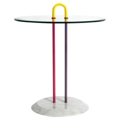 1980s Side Table Made of Glass and Marble Vico Magistretti for Cattelan Italia