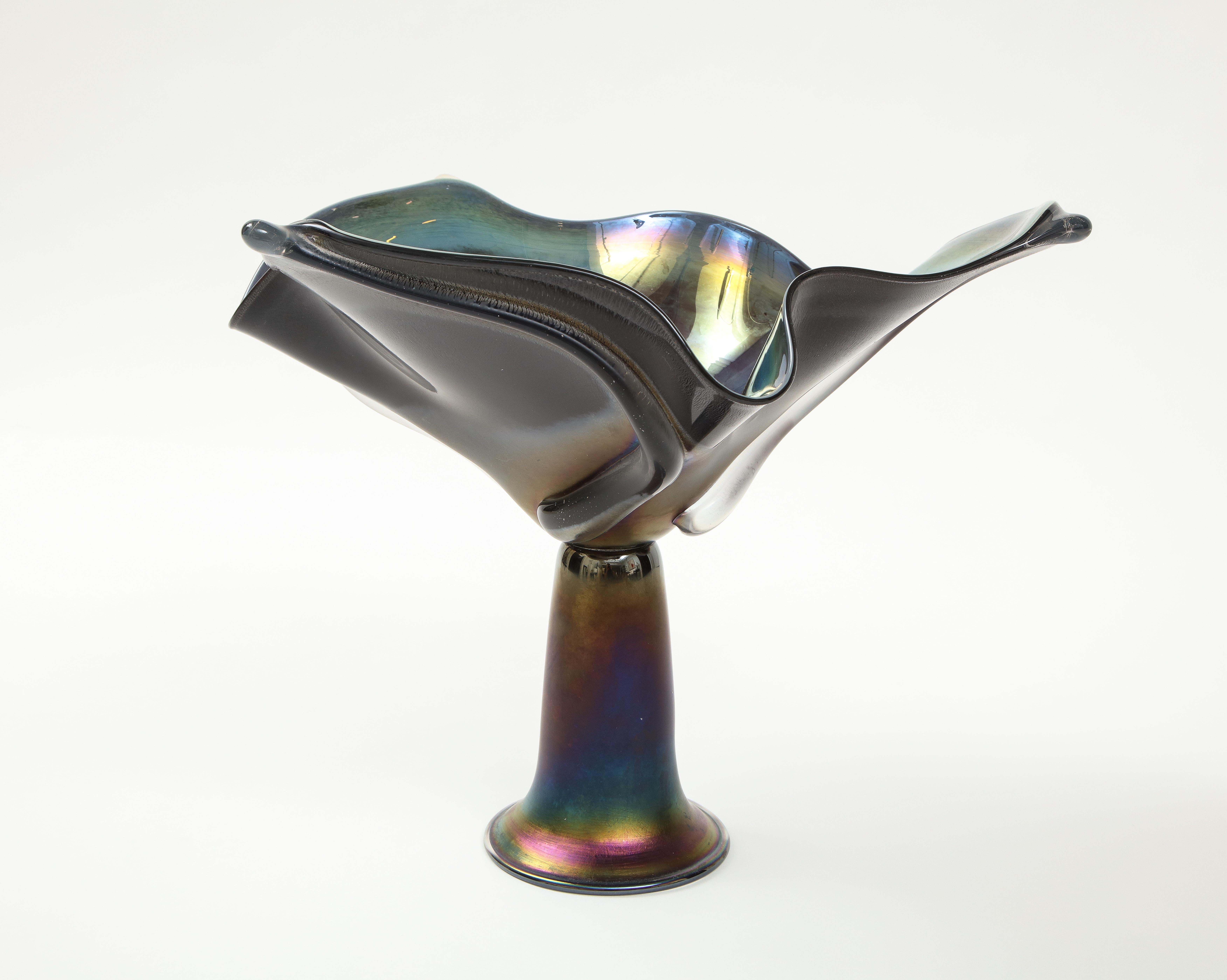 1980er Jahre Signierte Kunst-Glas-Schale (Moderne der Mitte des Jahrhunderts) im Angebot