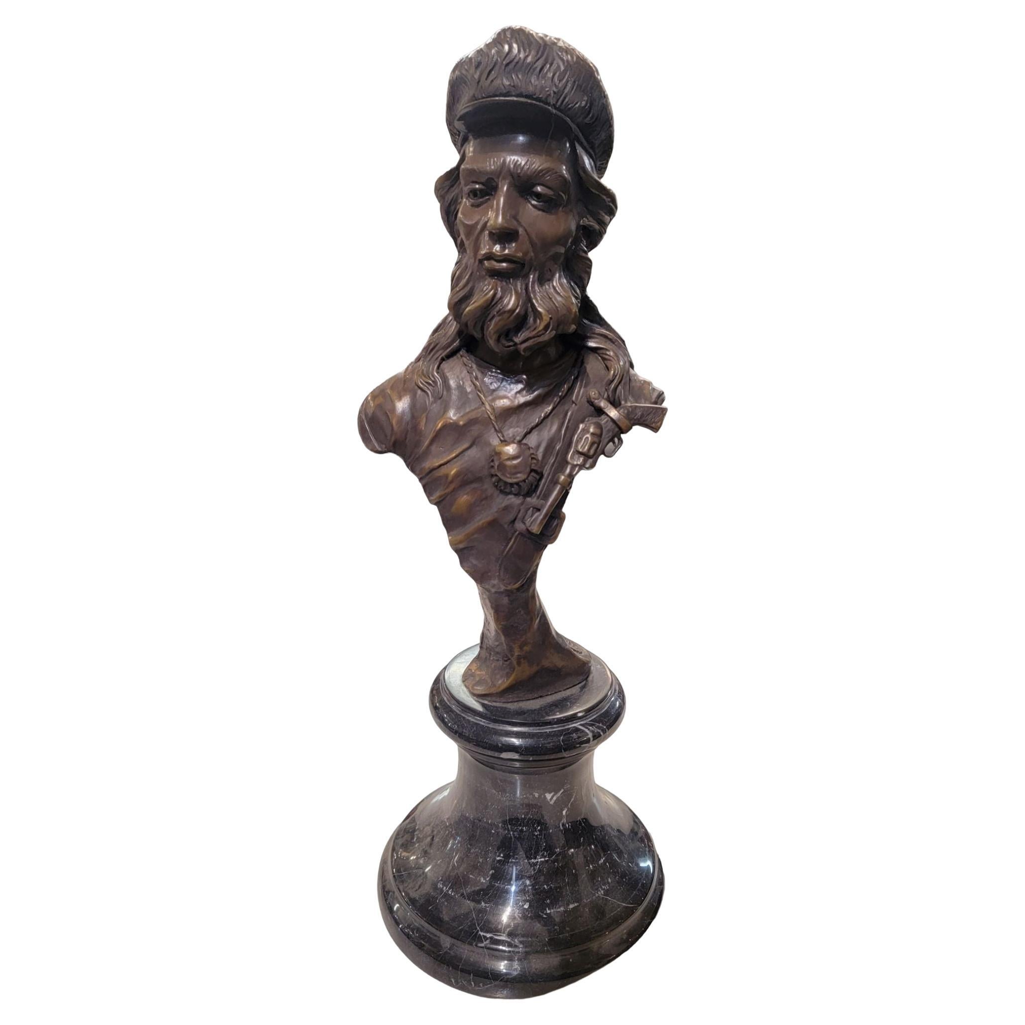 1980s Signed Jim Davidson Bronze Sculpture W/Black Marble Base