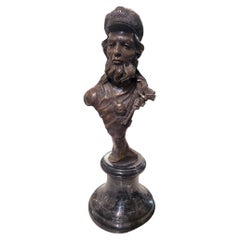 Sculpture en bronze signée Jim Davidson des années 1980 avec socle en marbre noir