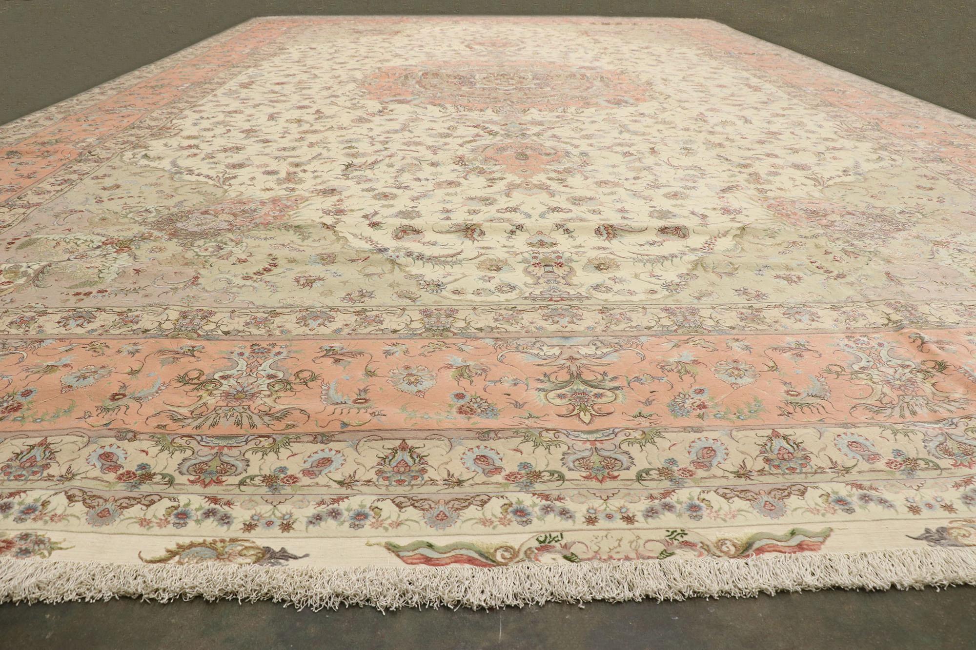 Tappeto persiano d'epoca Shirfar Tabriz Palatial in lana e seta, firmato negli anni '80 in vendita 1