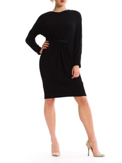 1980S  Silk Crepe Back Satin 60S Style Bow Front Cocktail Dress