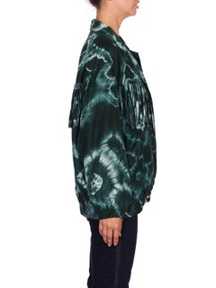 1980's Silk Tie Dye Bomber Jacket With Fringe