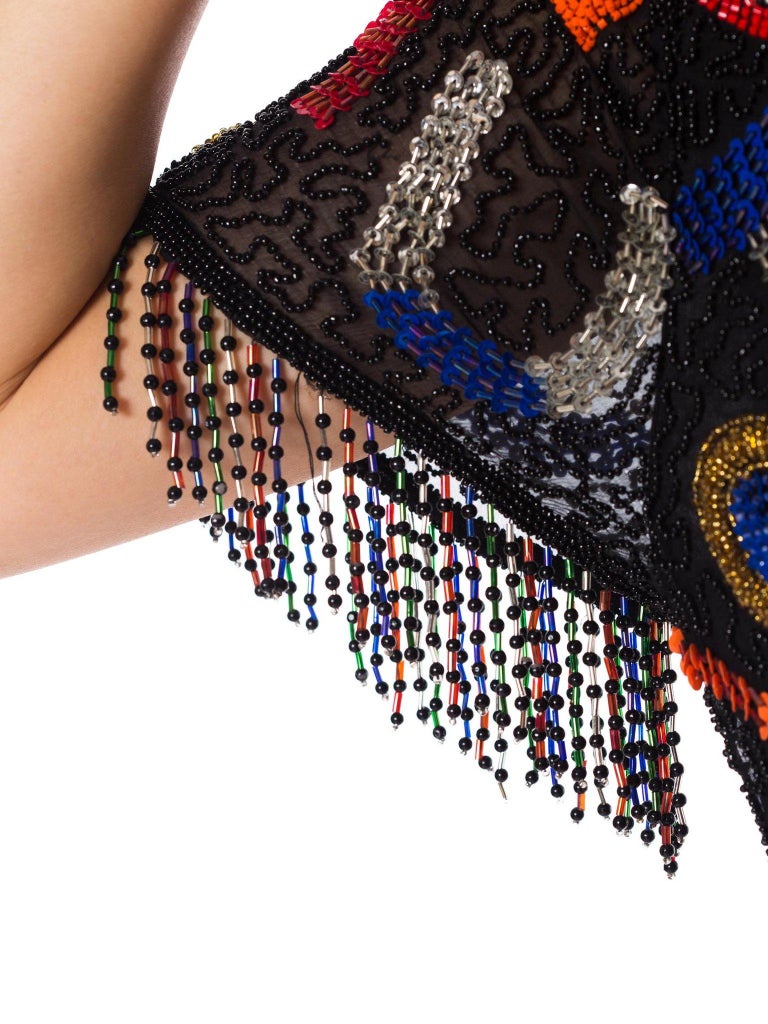 Vibrant Tribal Chiffon Dress with Tassels