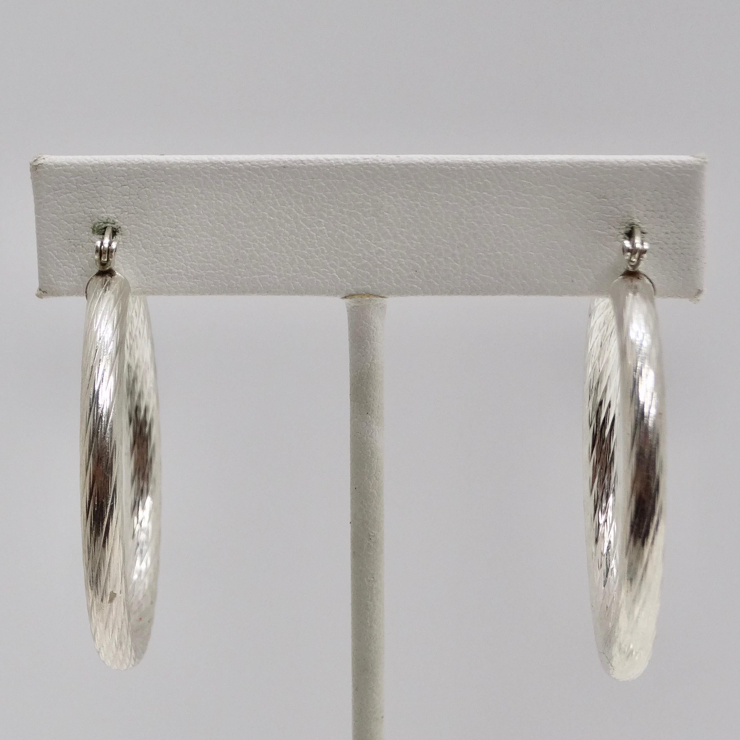 Pendientes de aro de plata 925 de los años 80 en venta 3