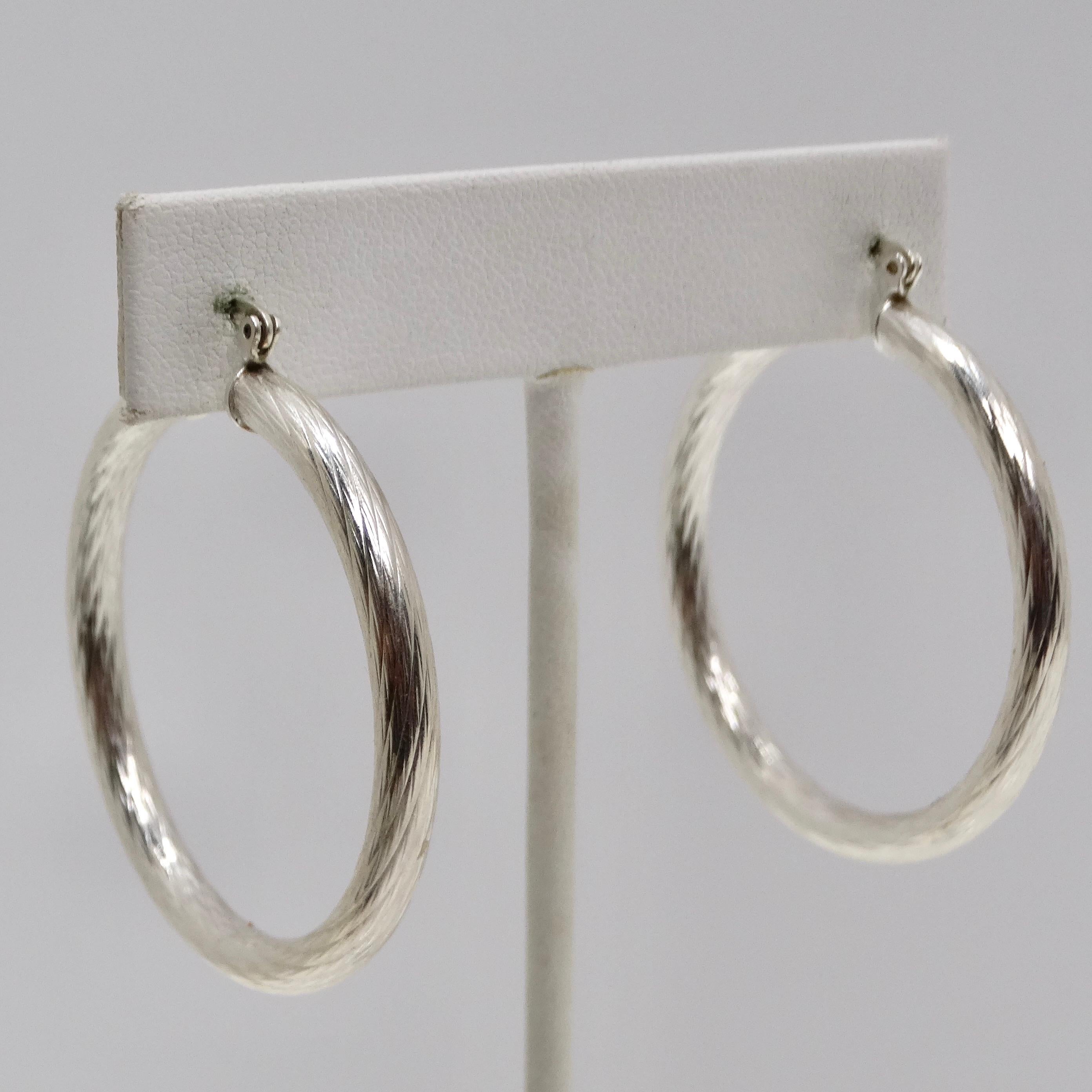 Pendientes de aro de plata 925 de los años 80 en venta 4