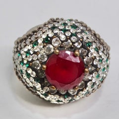 1980s Silver 925 Synthetic Ruby Ring