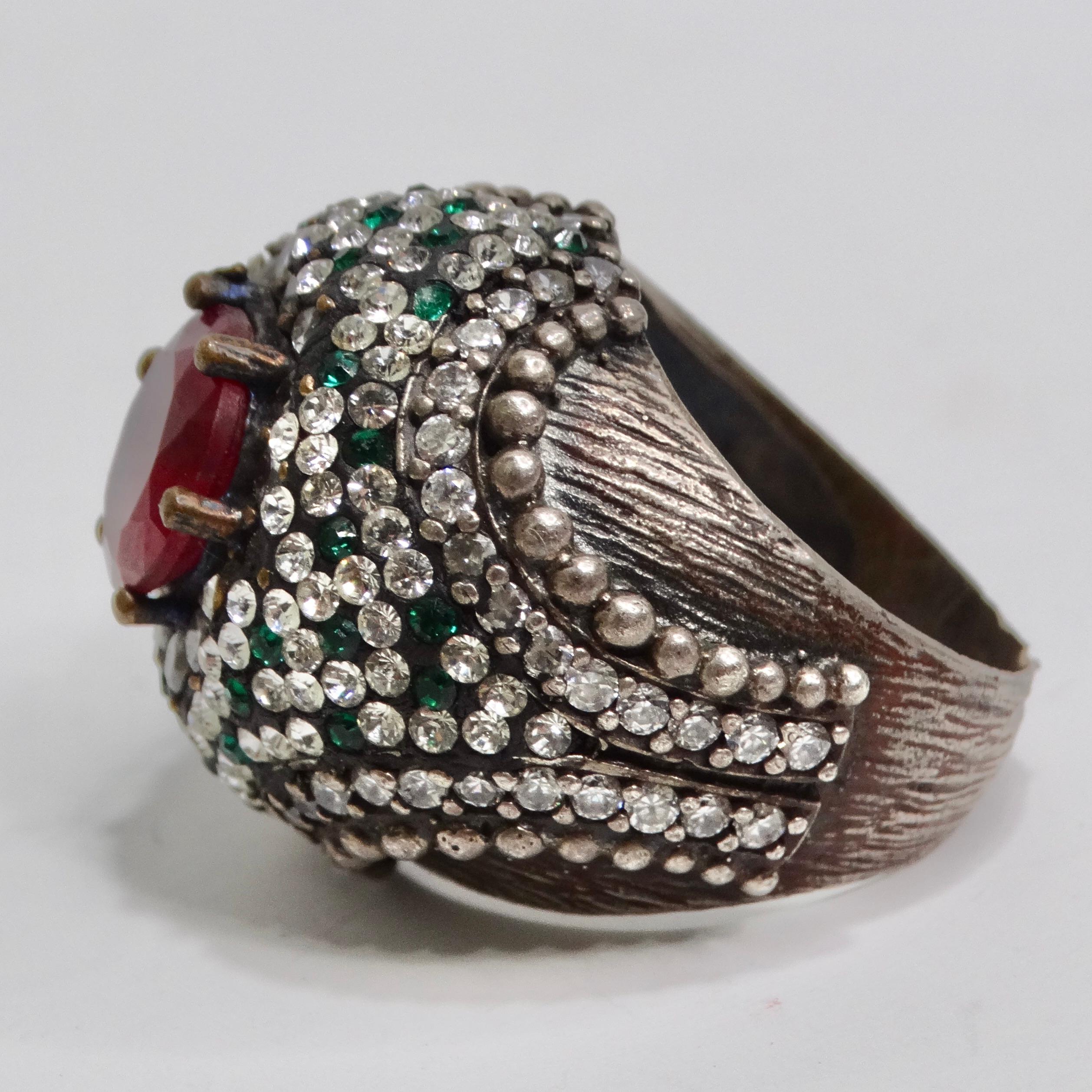 1980s Silver 925 Synthetic Ruby Ring For Sale 3