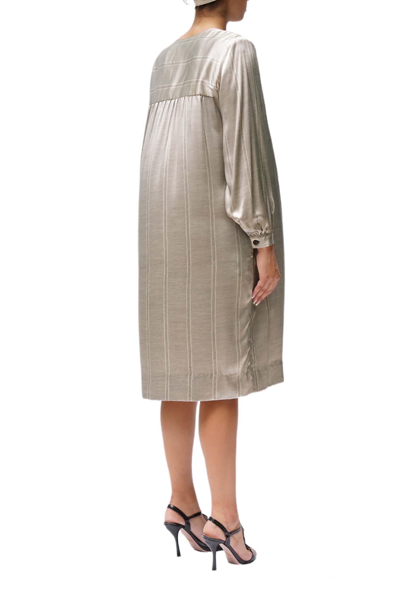 Women's 1980s Silver & Black Silk Striped Dress  For Sale
